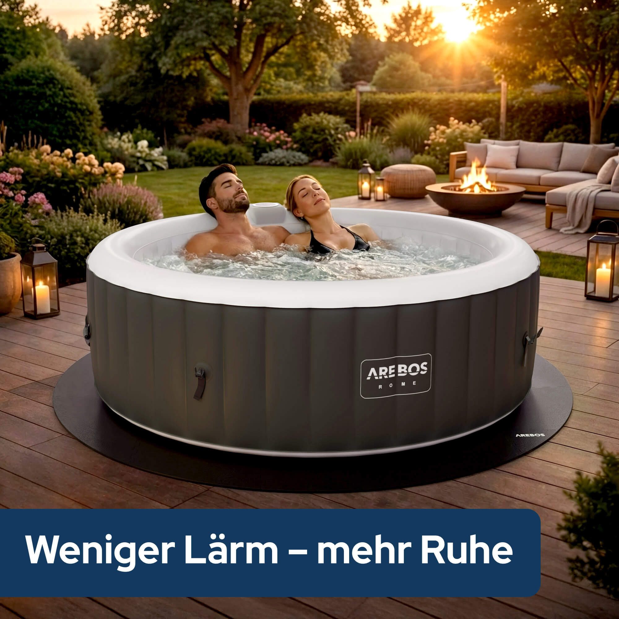 Arebos Whirlpoolmatte Spa Pool Bodenschutzmatte - rund - EVA - Whirlpool Unterlage Puzzle, (25-tlg., 25'er Set), Whirlpool Bodenschutzmatte, isolierend & rutsch – Bild 5 von 5
