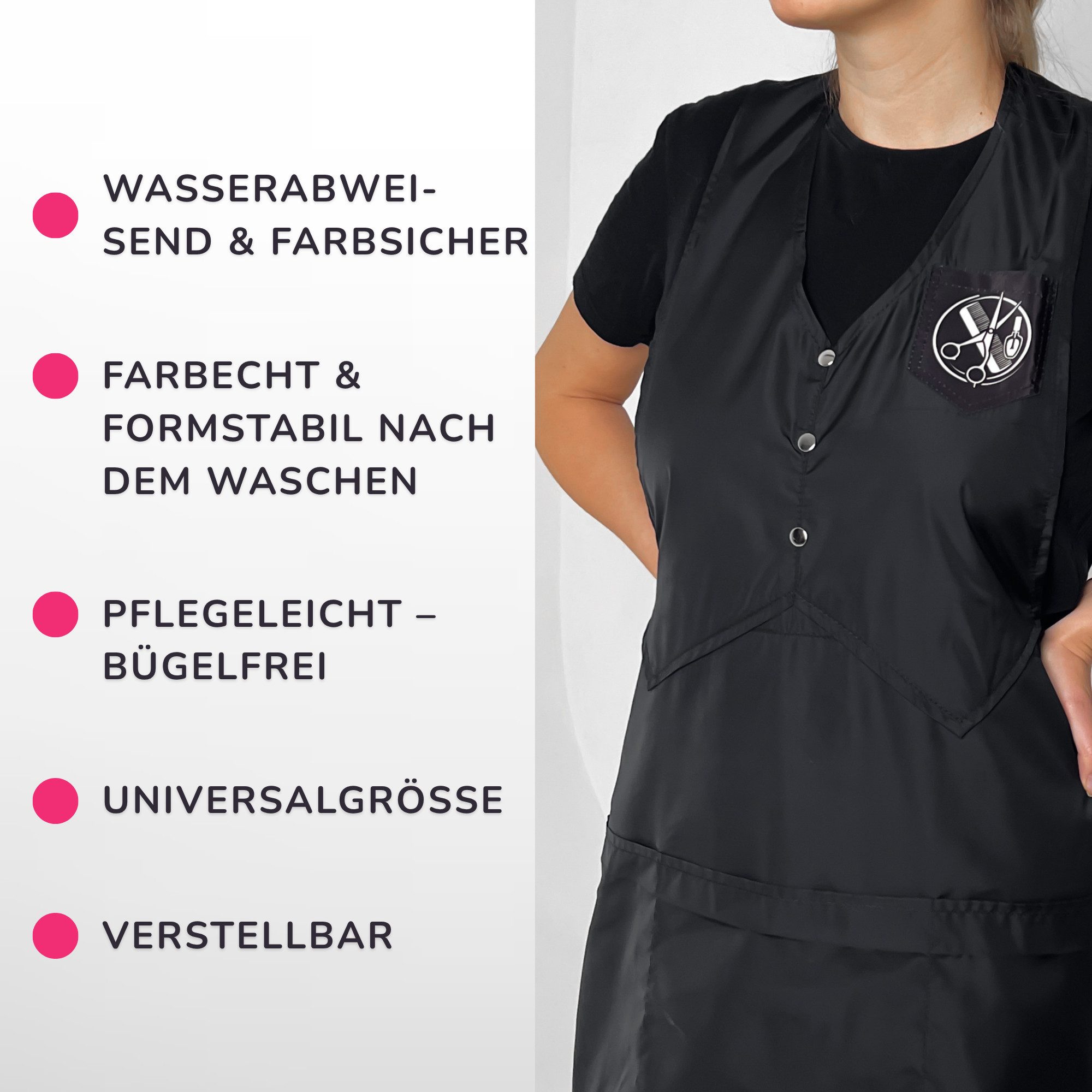 STM Company Kittelschürze Funktionaler Weste-Schürzen, Friseur- & Kosmetik-Lätzchen, mit Taschen