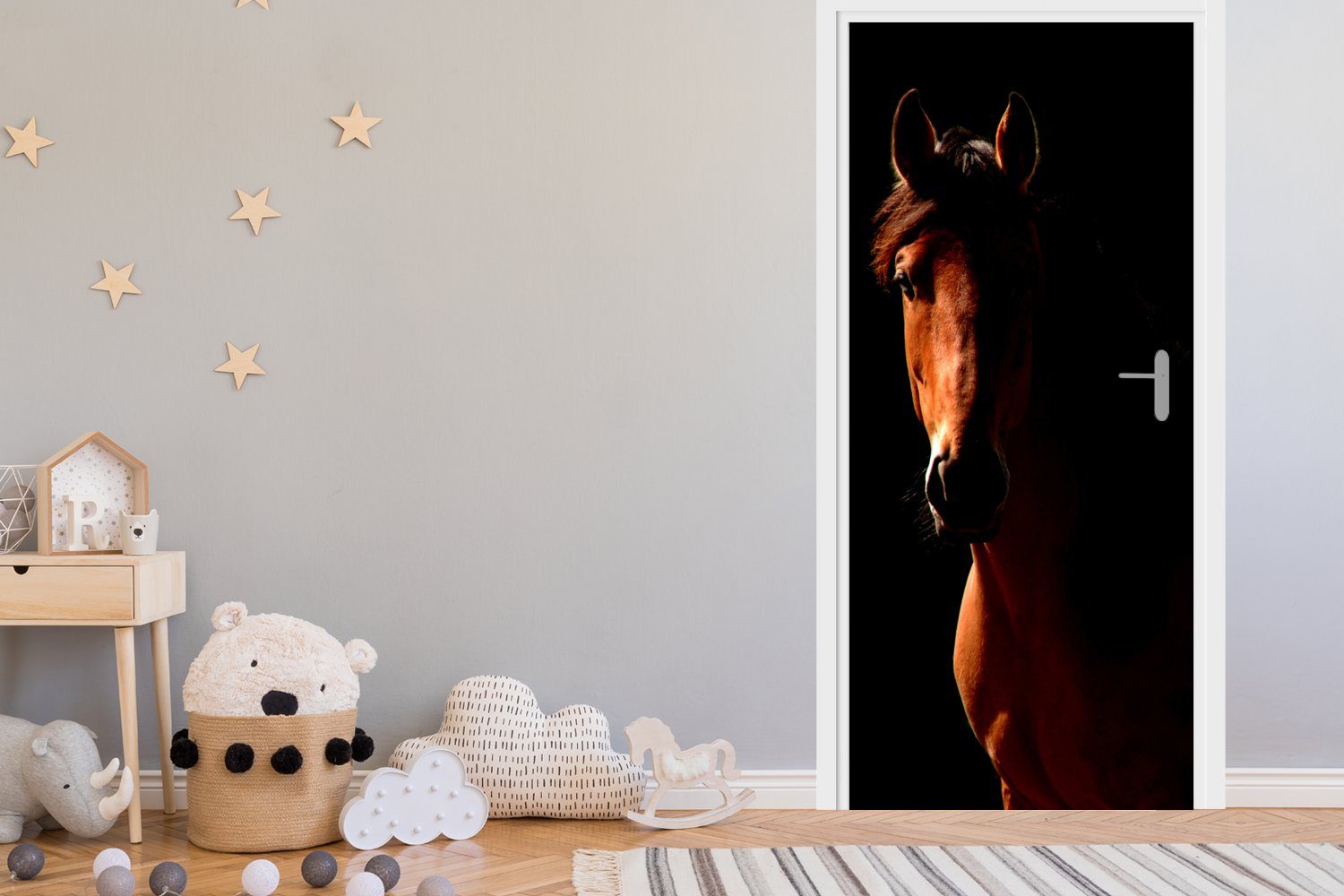 cm MuchoWow Pferd bedruckt, Porträt, - Tür, St), Türtapete Matt, Fototapete Türaufkleber, für - Licht (1 75x205