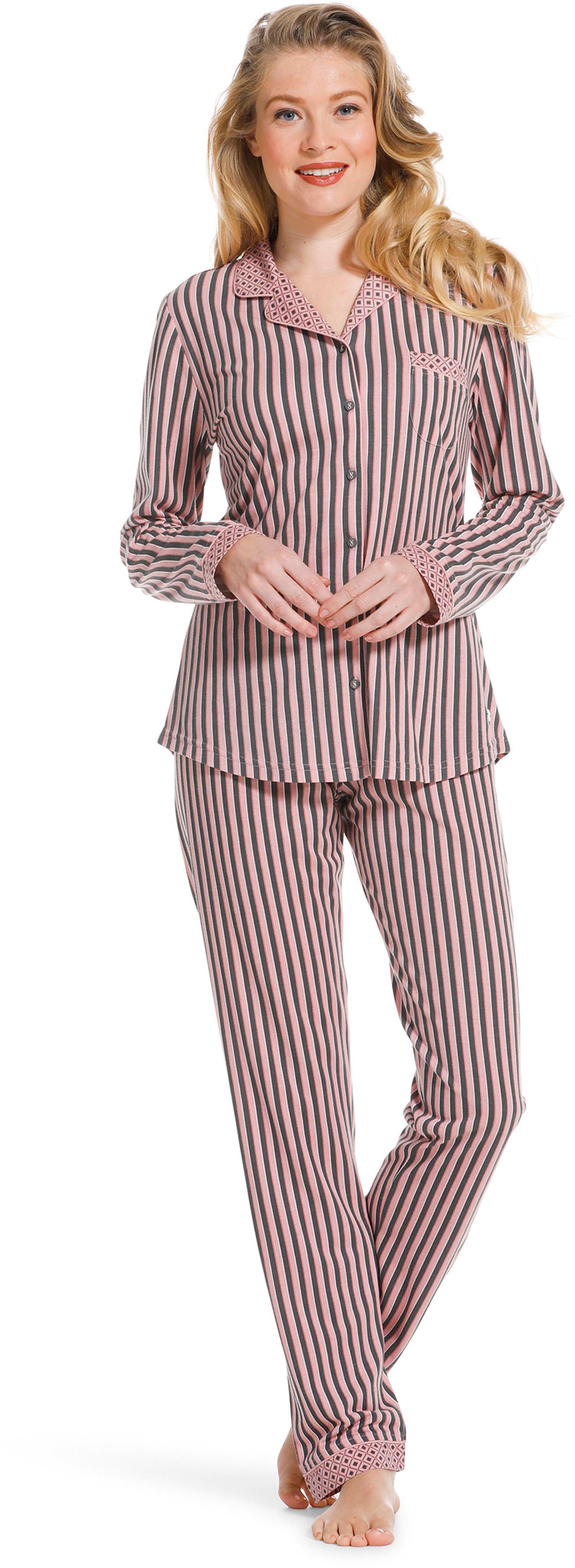 Design Pastunette Damen Pyjama (2 geknöpft Modisches Schlafanzug tlg)
