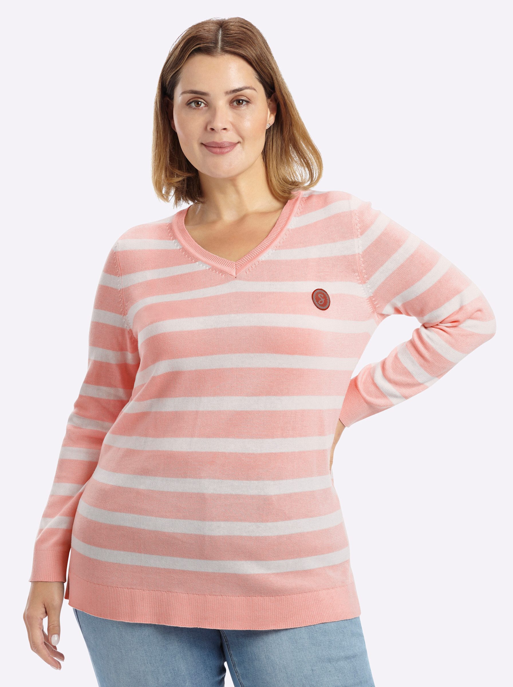 Sheego Strickpullover Strickpullover Langarm Jersey