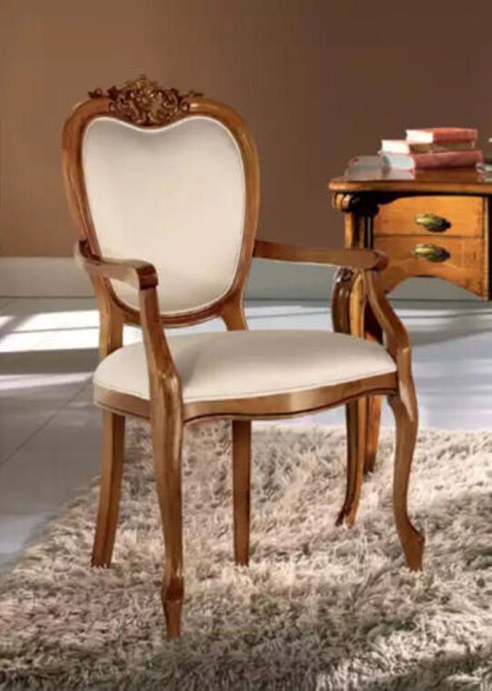 JVmoebel Bürostuhl Klassischer Luxus Bürostuhl Holzmöbel Esszimmer Stuhl Möbel Neu (1 St), Made in Europe | Drehstühle