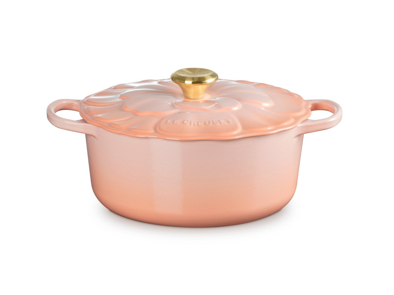 LE CREUSET Bräter Bräter Blume Signature rund pêche 26cm, Emailliertes Gusseisen