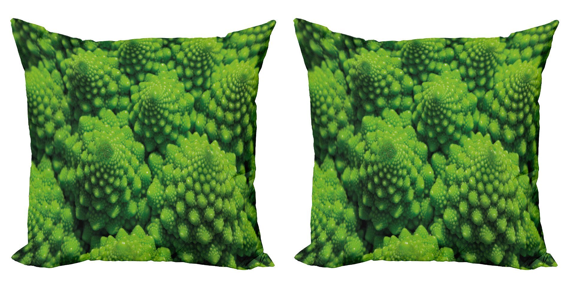 Kissenbezüge Modern Accent Doppelseitiger Digitaldruck, Abakuhaus (2 Stück), Natur Broccoli Kale Laub