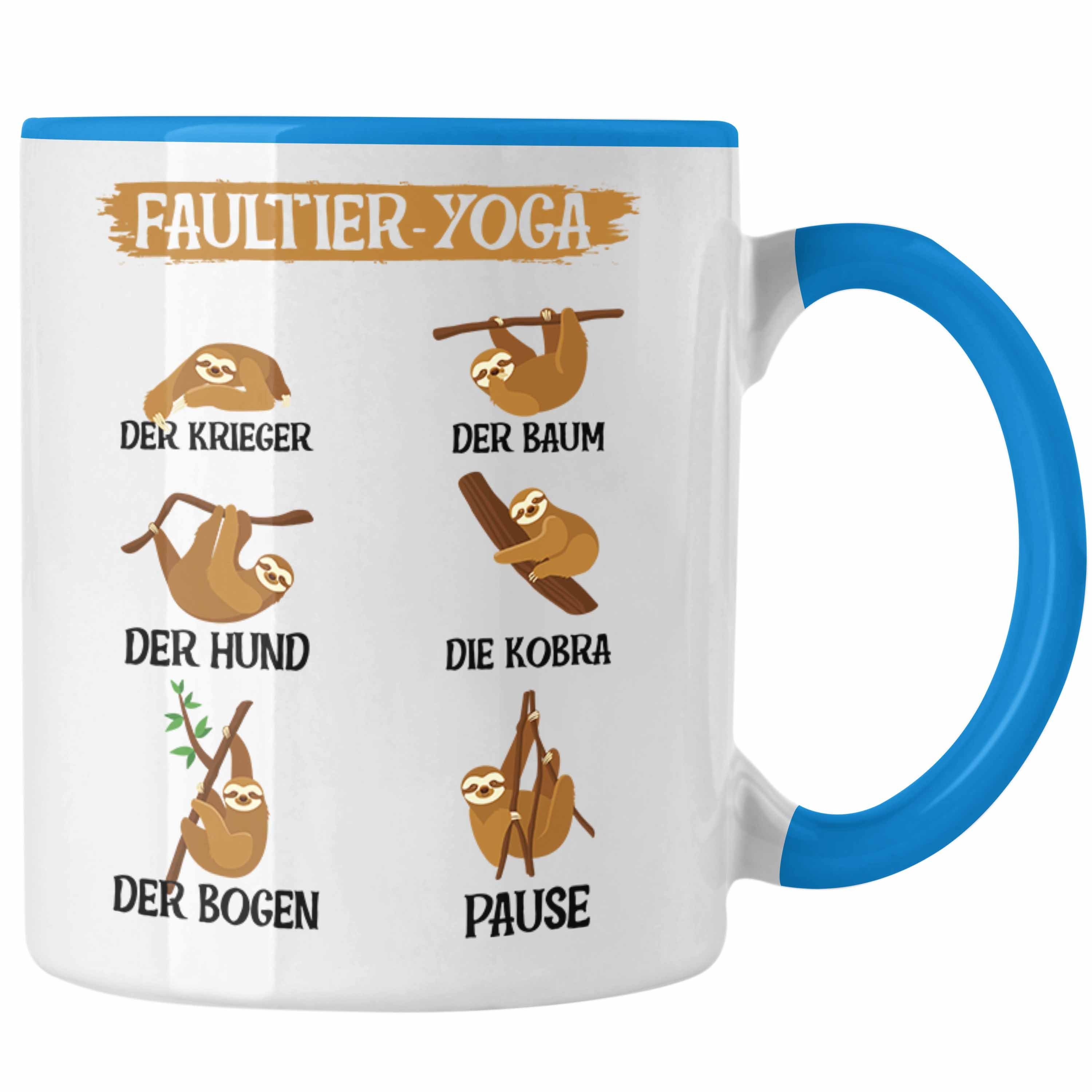 Tasse Tasse Yoga Faultier Trendation Blau Yoga - Lehrer Trendation Geschenk Geschenkidee Lifestyle Lehererin