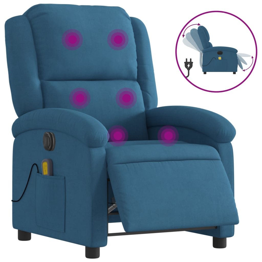 vidaXL Sessel Massagesessel Elektrisch Blau Samt günstig online kaufen