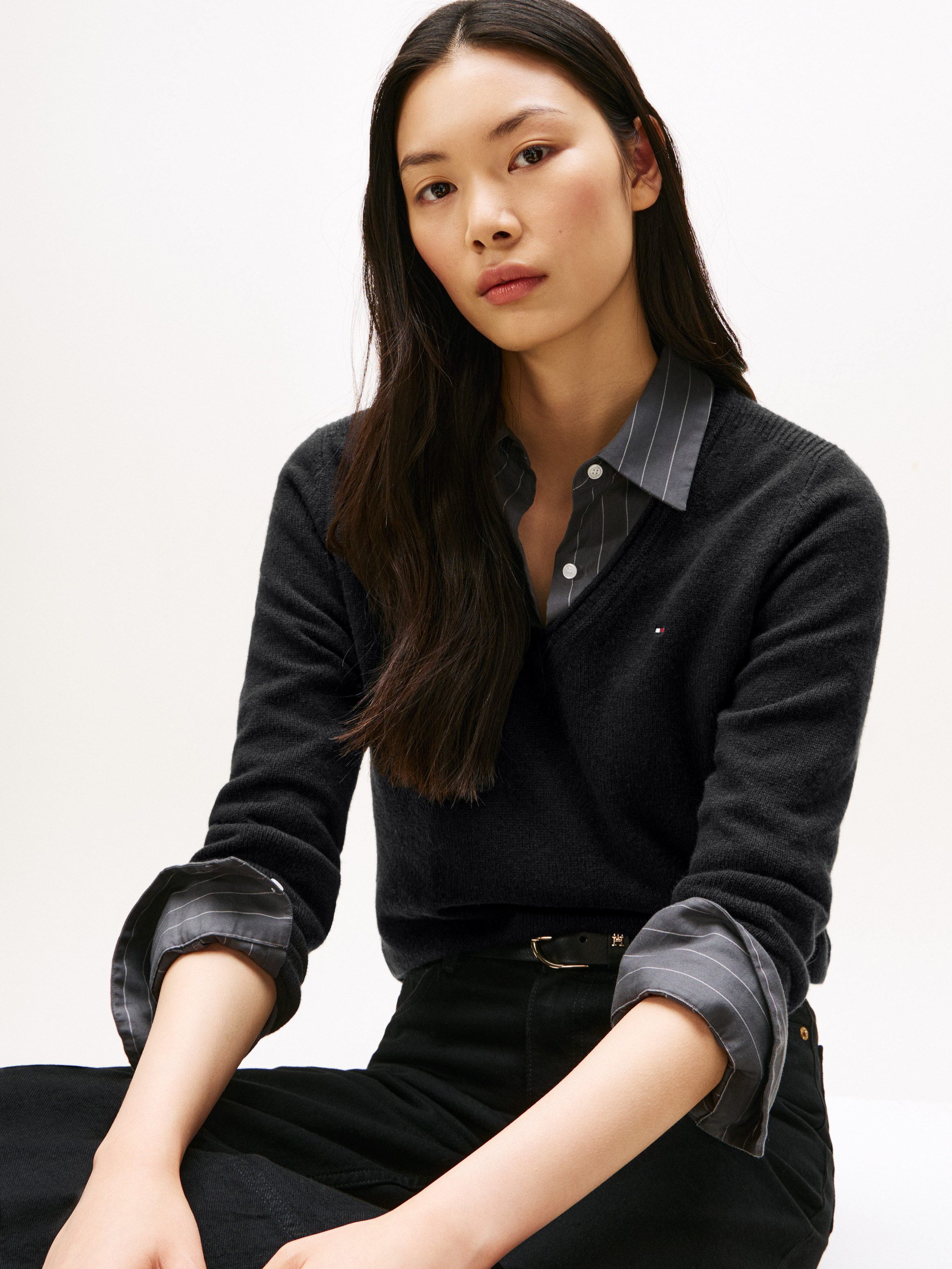 Tommy Hilfiger Strickpullover SOFT WOOL V-NK SWEATER aus reiner Wolle günstig online kaufen