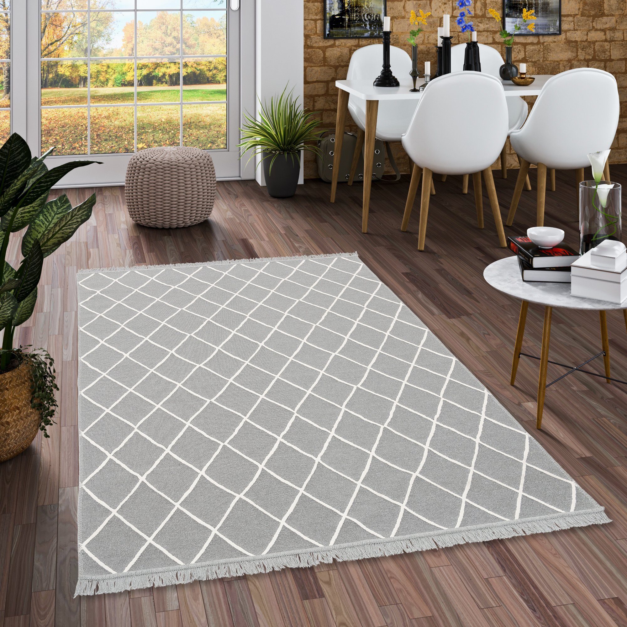 Pergamon Wollteppich Teppich Beidseitig Ethno Kelim Rauten, Rechteckig, Höh günstig online kaufen