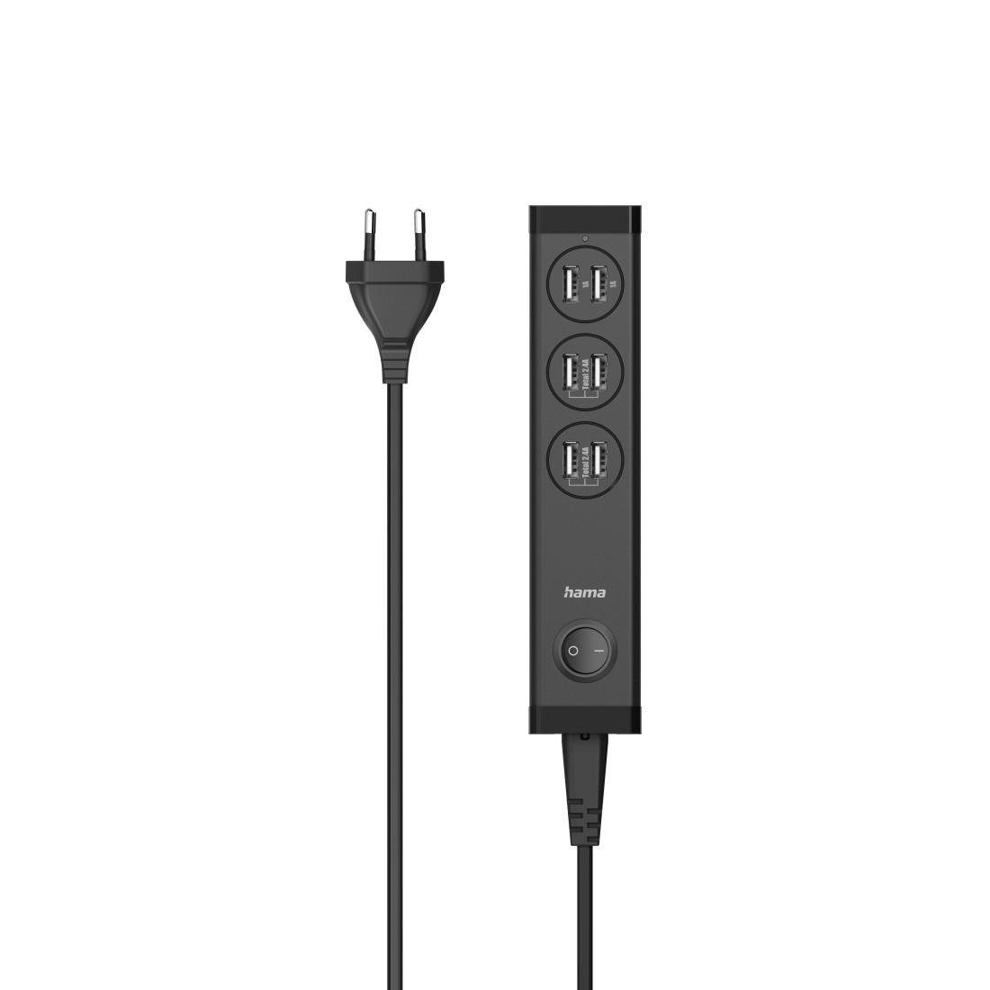 Hama USB-Mehrfach-Ladegerät 6 Ports USB-A für Tablets und Smartphones 34W  USB-Ladegerät, Max. Ausgangsleistung: 34 Watt 2 x 5 Watt + 2 x 12 Watt oder  4 x 6 Watt