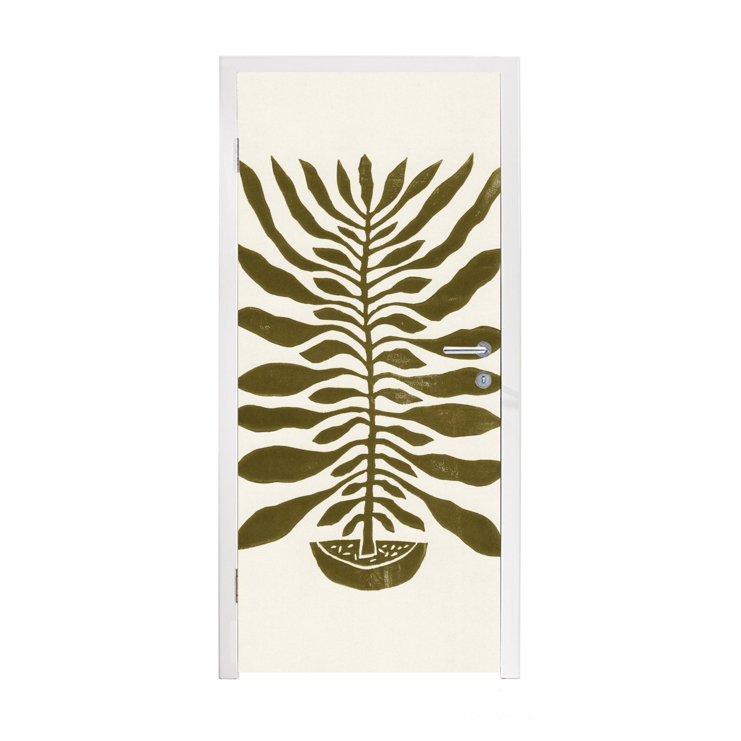 MuchoWow Türtapete Pflanzen - Vase - Blumen - Pastell, Matt, bedruckt, (1 St), Fototapete für Tür, Türaufkleber, 75x205 cm
