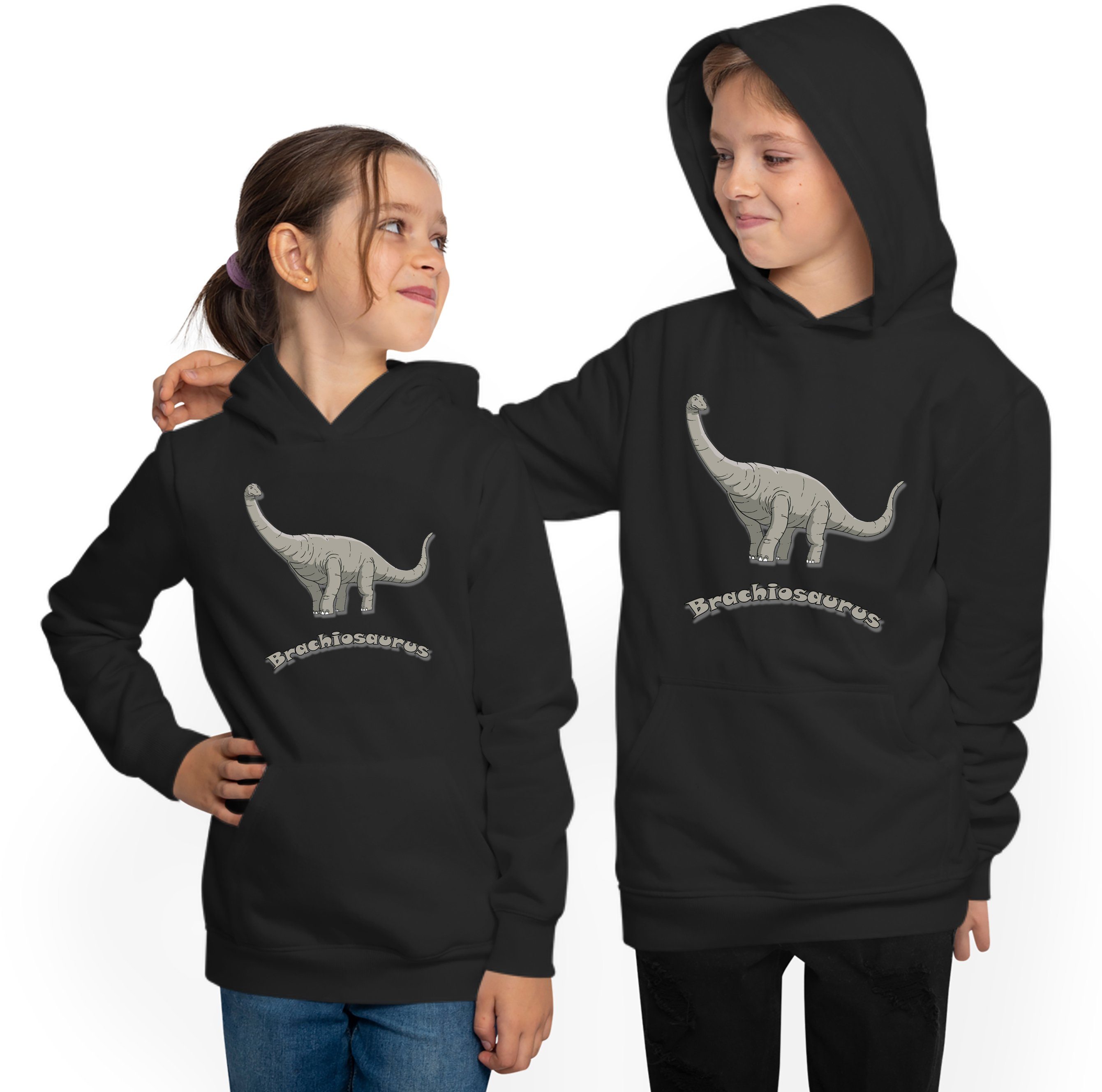 mit Aufdruck, Brachiosaurus MyDesign24 Kapuzen Kapuzensweater mit i66 Sweatshirt Kinder Hoodie