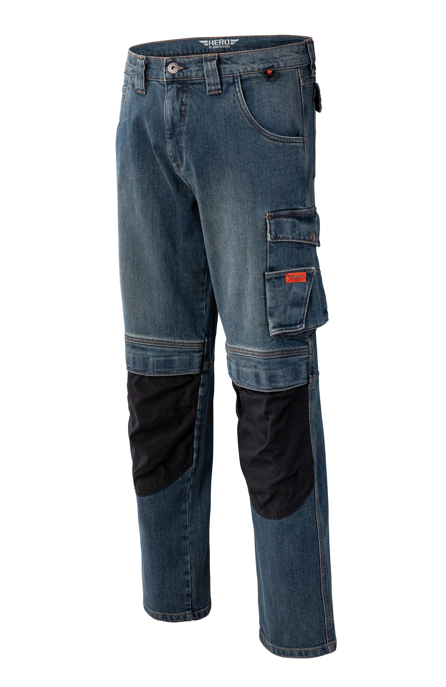 HERO by John Medoox Workerjeans CALGARY Denim Pro Workwear Arbeits-Cargojeans Arbeits-Cargojeans Denim / Jeansfür Herren