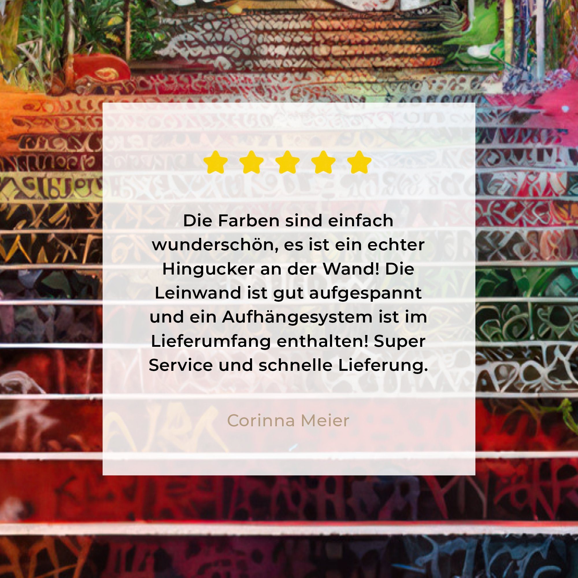 OneMillionCanvasses® Leinwandbild Treppe - Graffiti - Farben - Kunst, Fotodruck (1 St), Wandbild, Deko Schlafzimmer Wohnzimmer Flur 20x20 cm – Bild 5 von 5