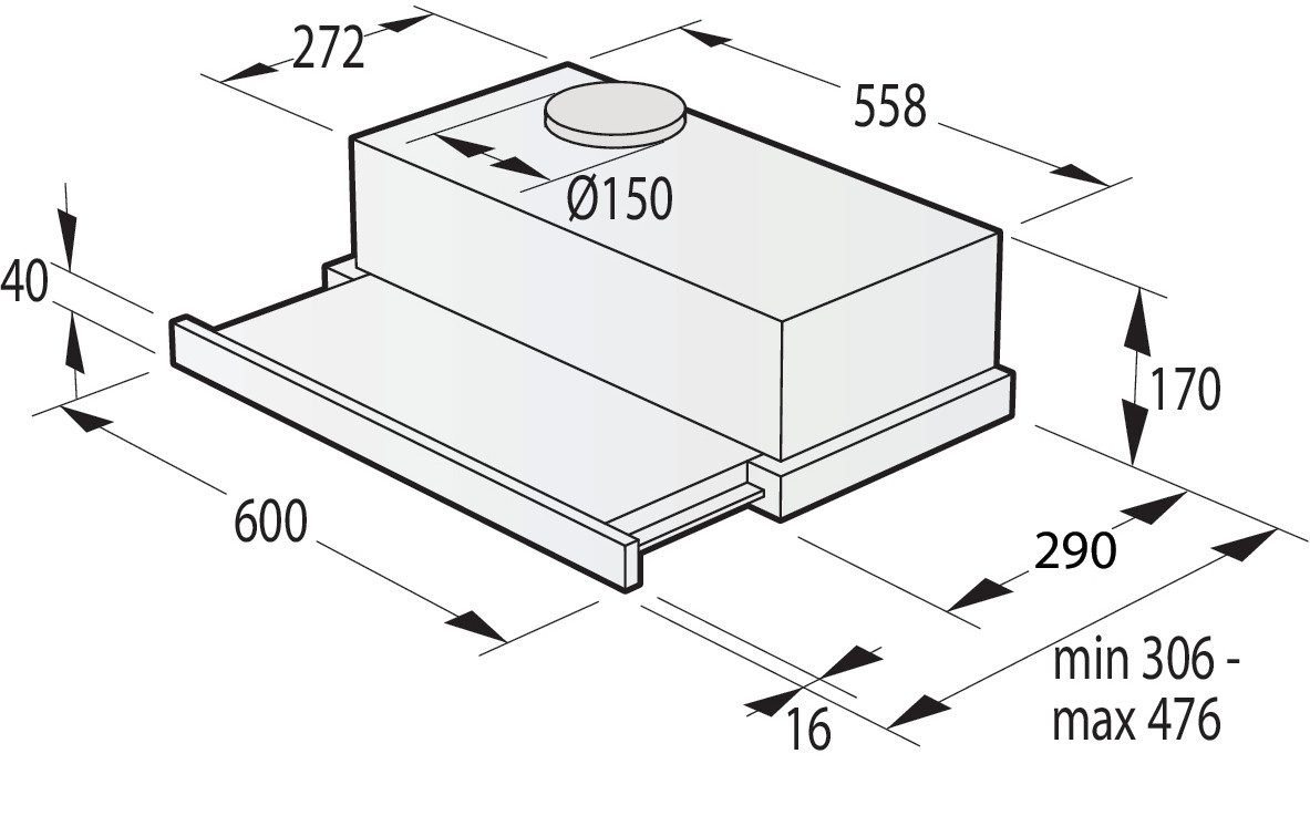 GORENJE Flachschirmhaube TH64E4BG max. Luftleistung 600m³/h – Bild 5 von 5