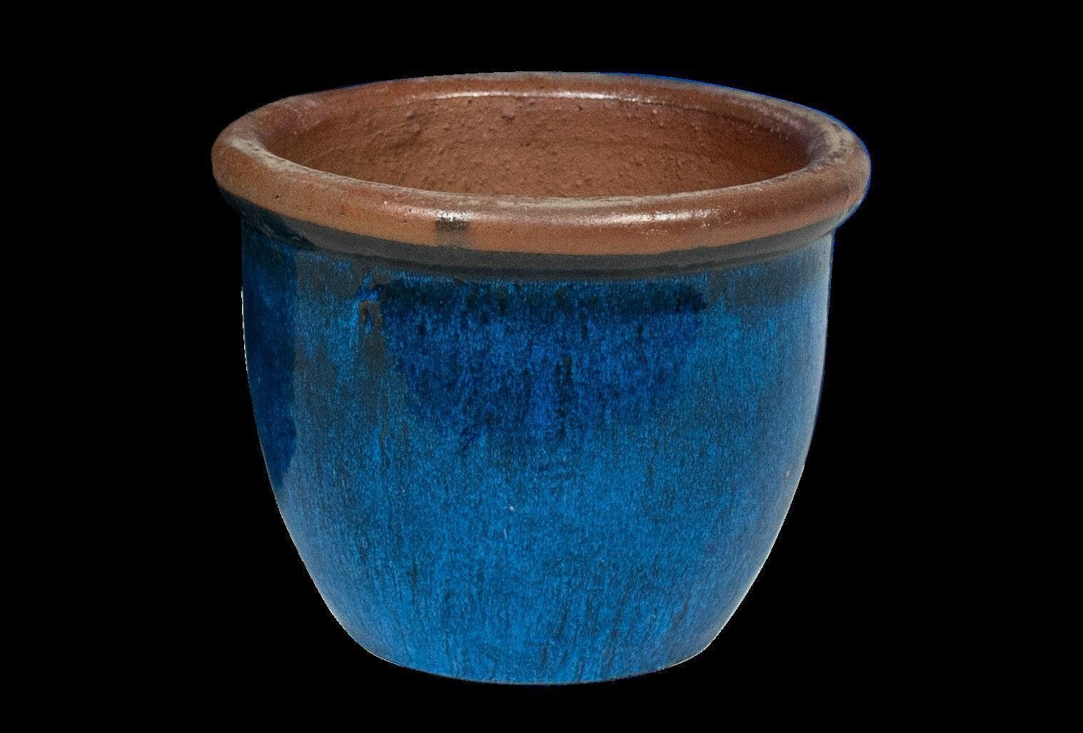 Frostfest Blumentopf Blau 100% Royal, Teramico Pflanzkübel 32x26cm "Farmer" Keramik