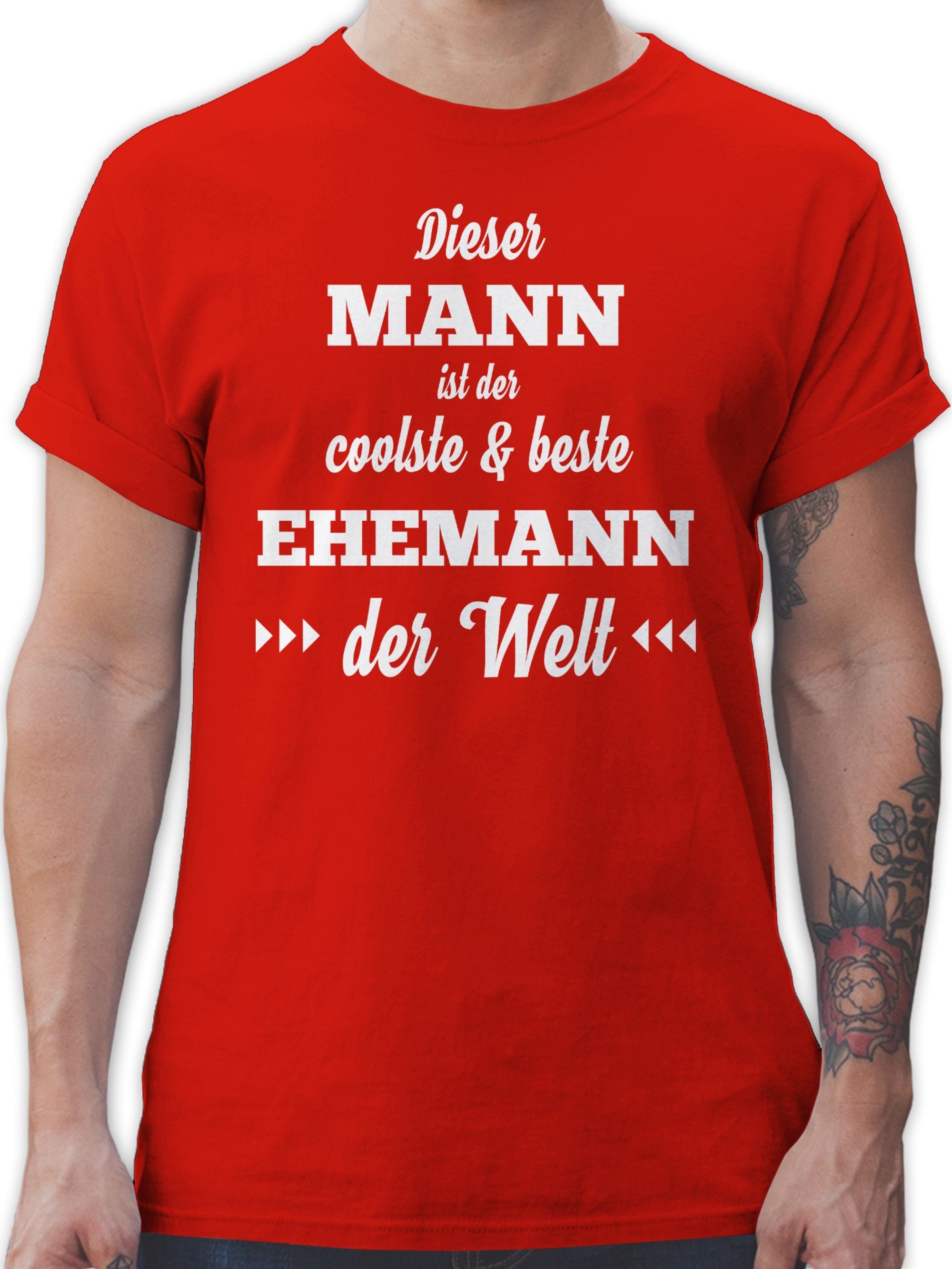 Shirtracer T-Shirt Dieser Mann ist der coolste und beste Ehemann Herren & Männer Geschenke 3 Rot