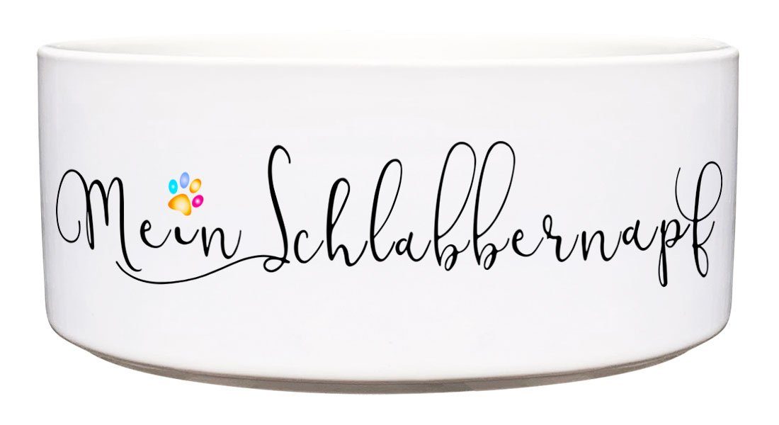 Cadouri Futternapf MEIN SCHLABBERNAPF Design-Hundenapf, Futterschüssel für Hunde, Keramik, lebensmittelechter, schwerer Napf mit Motiv, 1000 ml