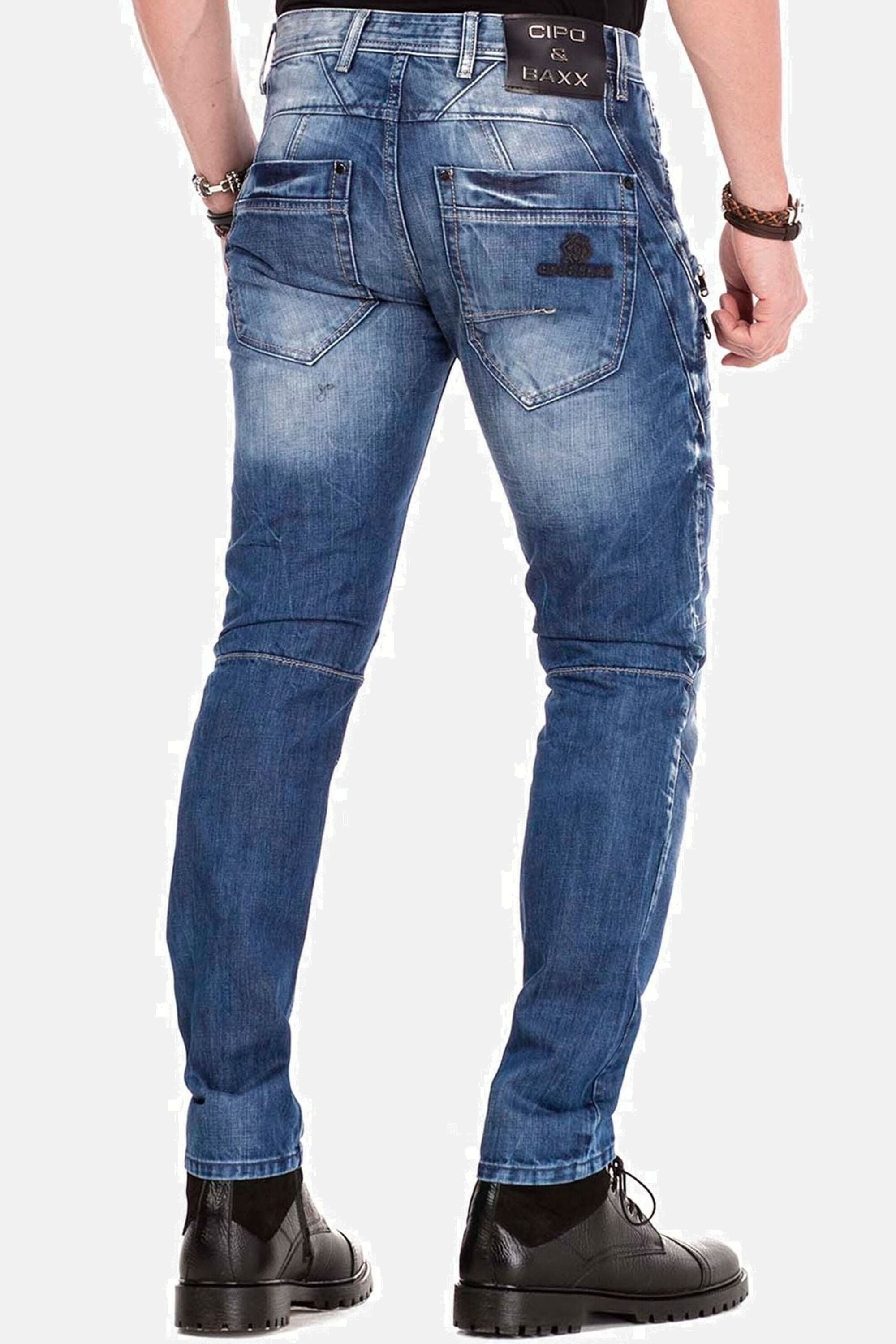 Cipo & Baxx Slim-fit-Jeans Jeans mit dekorativer Reißverschluss, CD-491