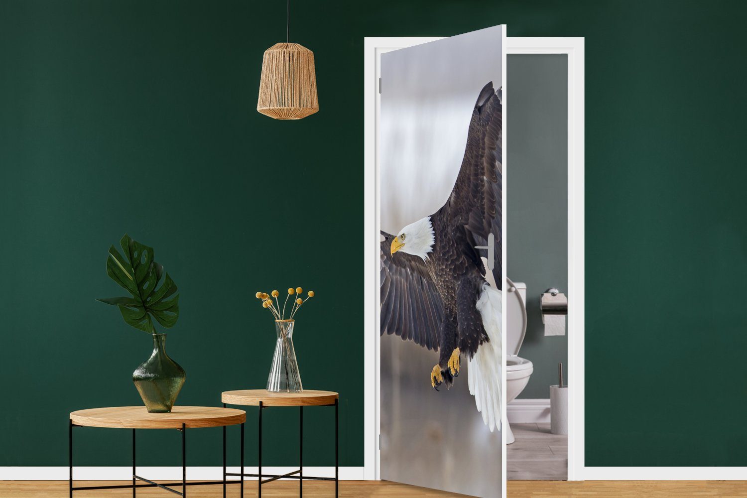 Tür, (1 Vogel Fototapete St), MuchoWow Seeadler - für Matt, Flügel, Türaufkleber, bedruckt, Türtapete cm 75x205 -
