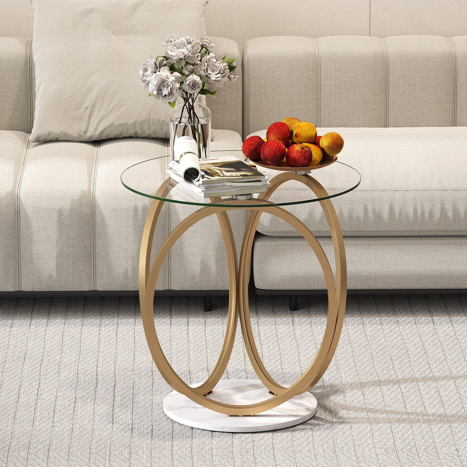 COSTWAY Couchtisch, Wohnzimmertisch modern, Sofatisch Glastisch