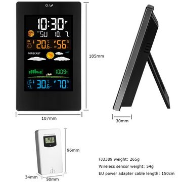 Fangqi Digitale Wanduhr,Farbwetterstation,Temperatur Luftfeuchtigkeit Monitor Wetterstation