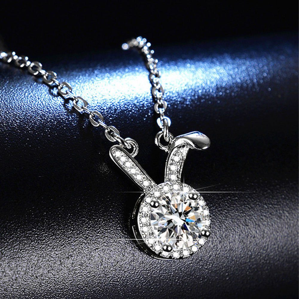 LAKKEC Charm-Kette Silberkette mit Diamanten Kaninchen Damen hängend Mode Kette