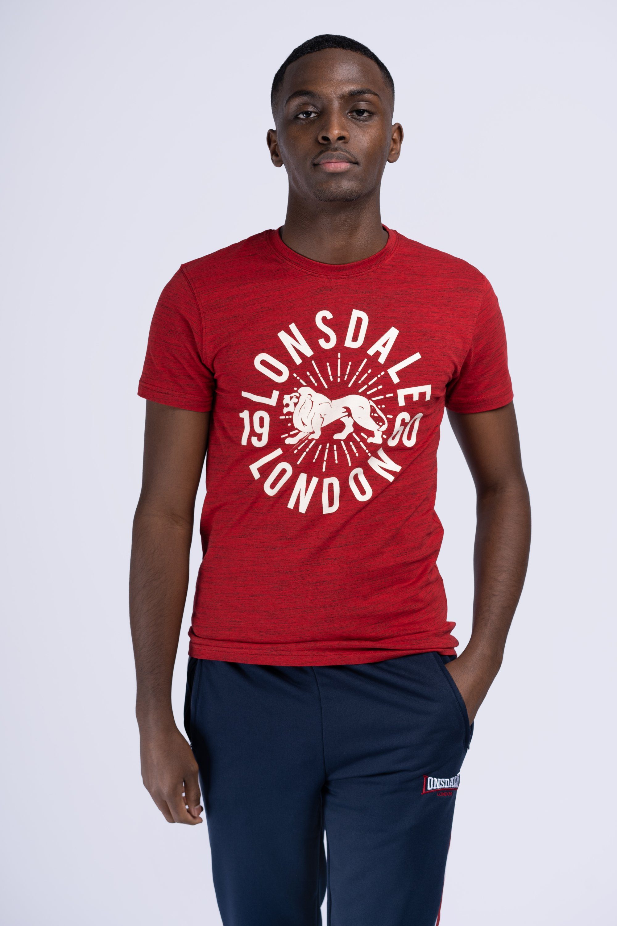 Lonsdale T-Shirt WARMWELL Marl Red/Ecru