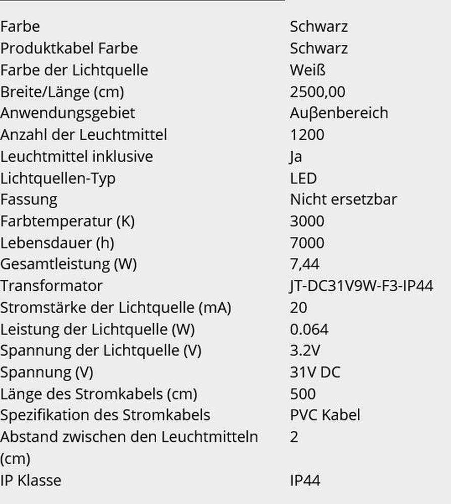 STAR LED-Lichterkette 594-34 LED Lichterkette 1200er ice white 24m
