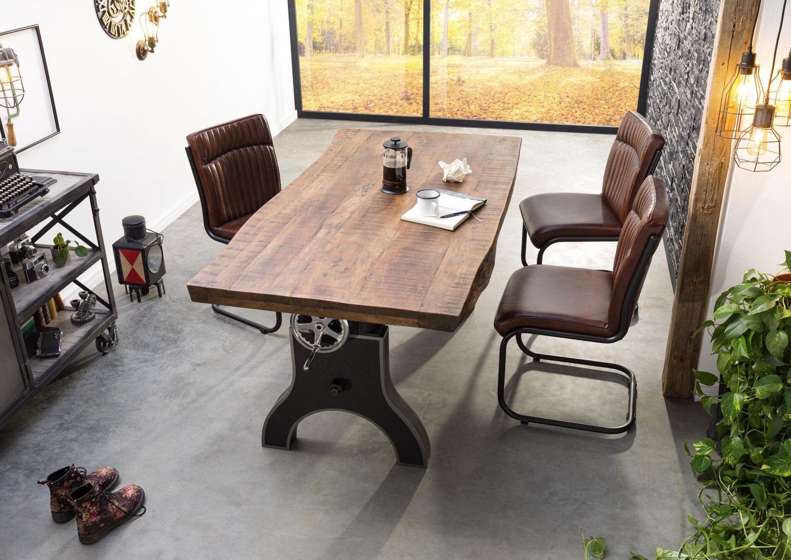 Massivmoebel24 Esstisch Mango 180x90x80-101 höhenverstellbar natur günstig online kaufen