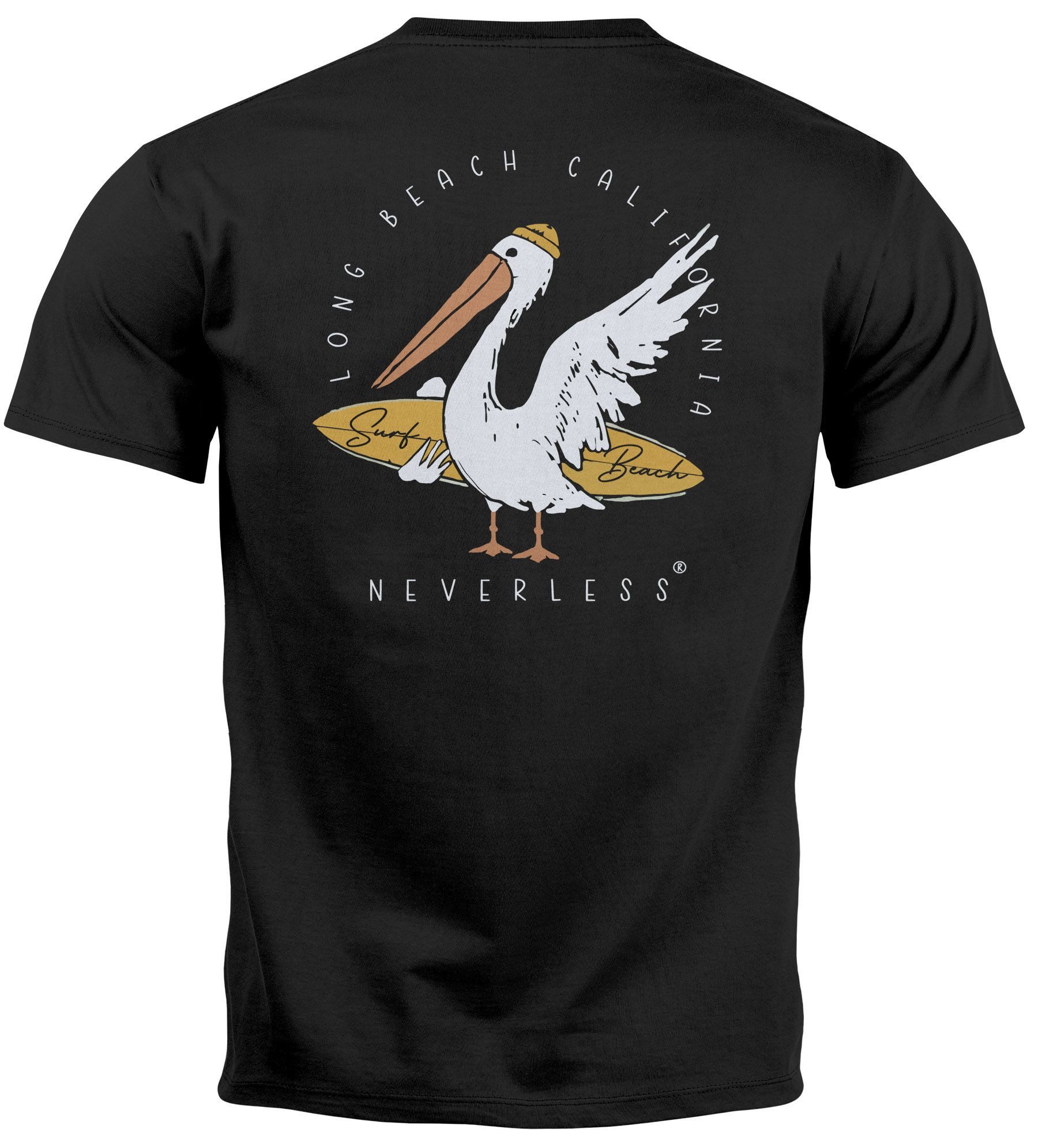 Neverless Print-Shirt Herren T-Shirt Backprint Pelikan günstig online kaufen