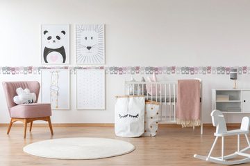 A.S. Création Bordüre Cute Bears, glatt, Tapete Kinderzimmer Rosa Grau Weiß