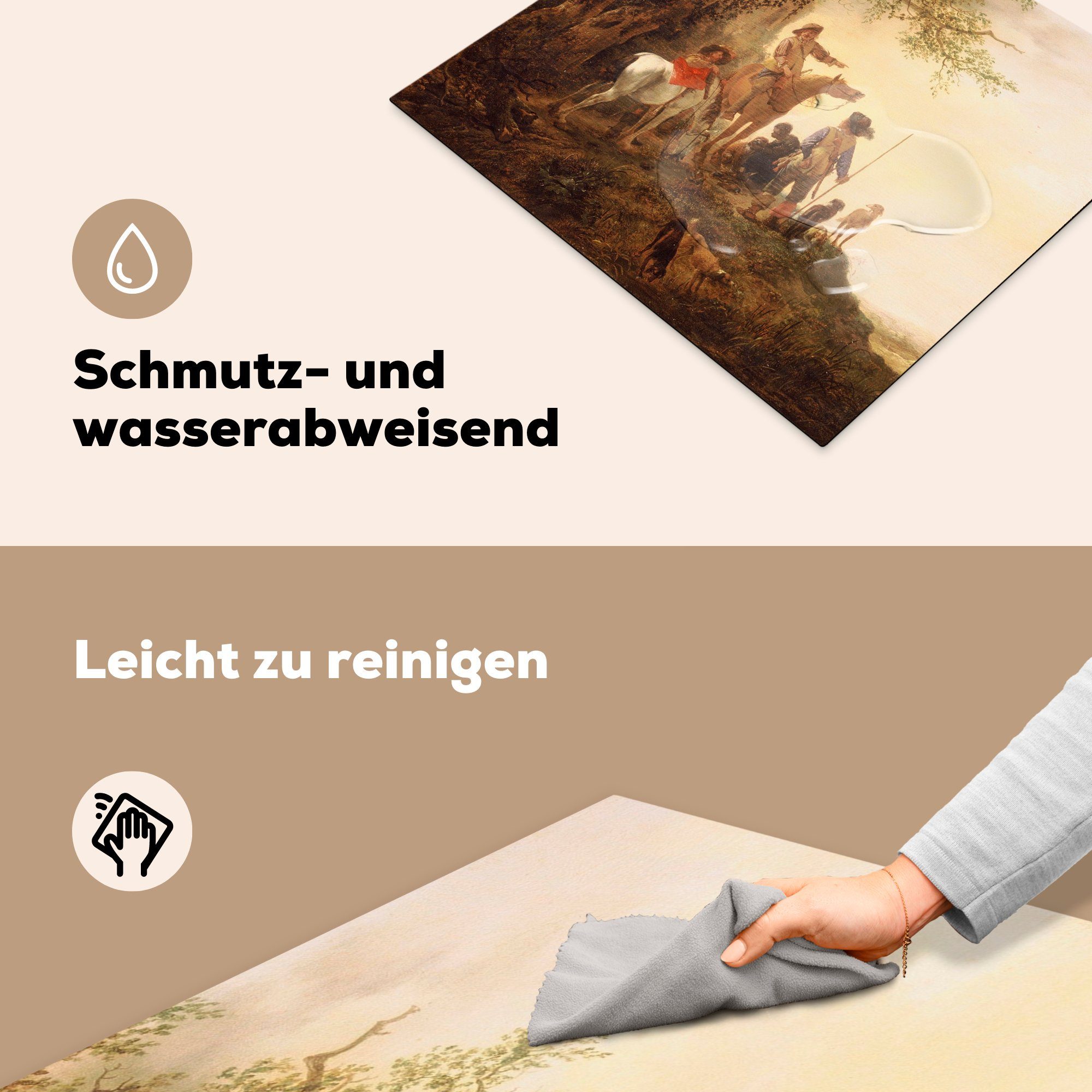 (1 cm, nutzbar, MuchoWow - Jäger Herdblende-/Abdeckplatte Ruhende tlg), 60x52 von Gemälde Ceranfeldabdeckung Arbeitsfläche Philips Wouwerman, Mobile Vinyl,