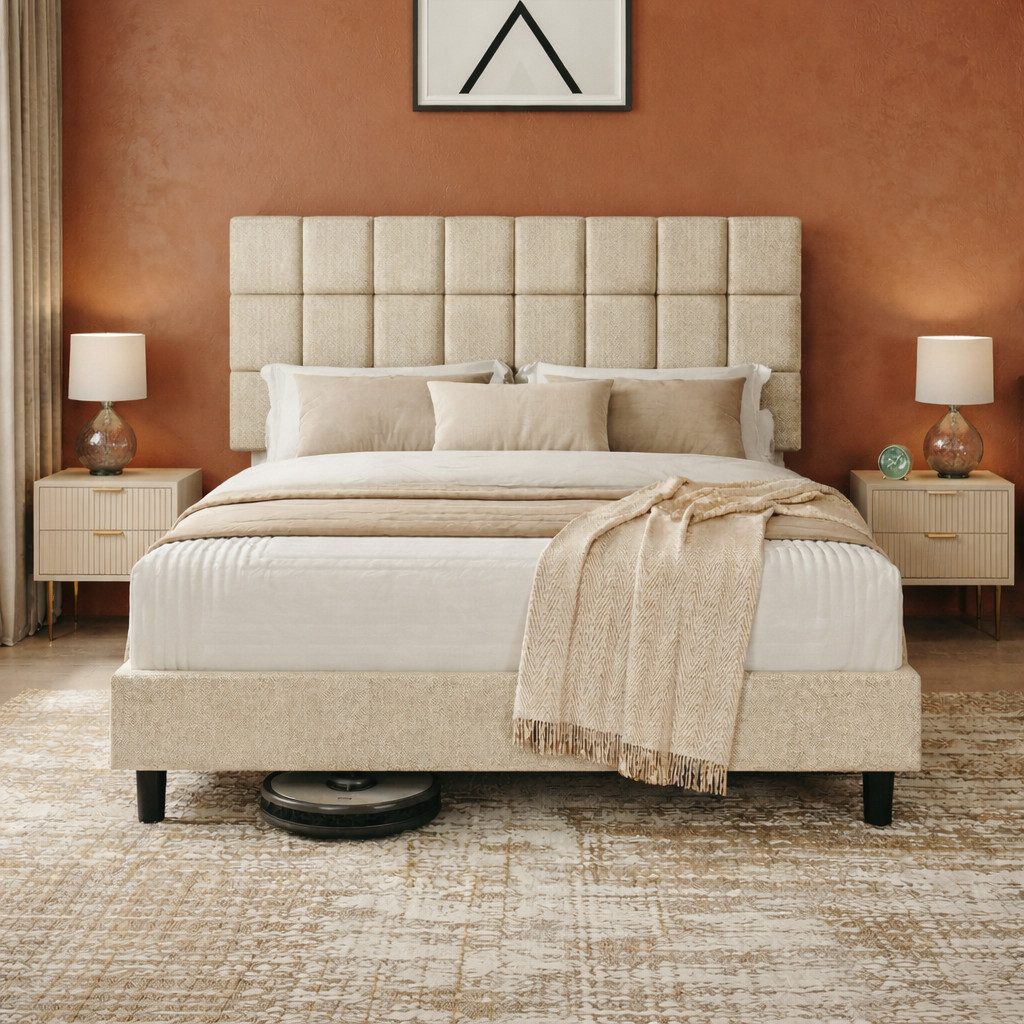 Furnify Polsterbett NORDVIK 160 x 200 cm Bettgestell, Modernes Bett, mit La günstig online kaufen