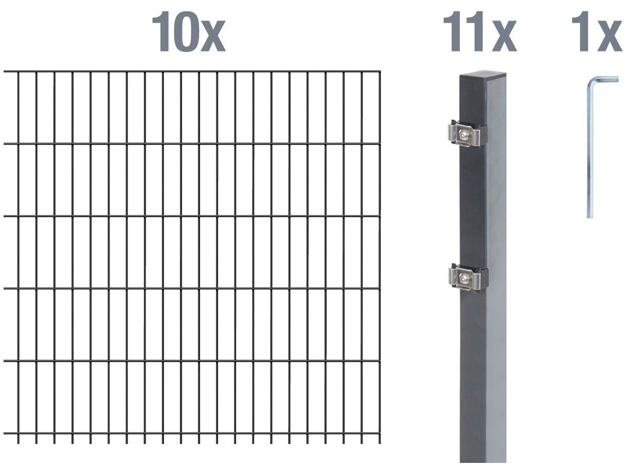 Alberts Doppelstabmattenzaun, (Set), 140 cm hoch, 10 Matten für 20 m