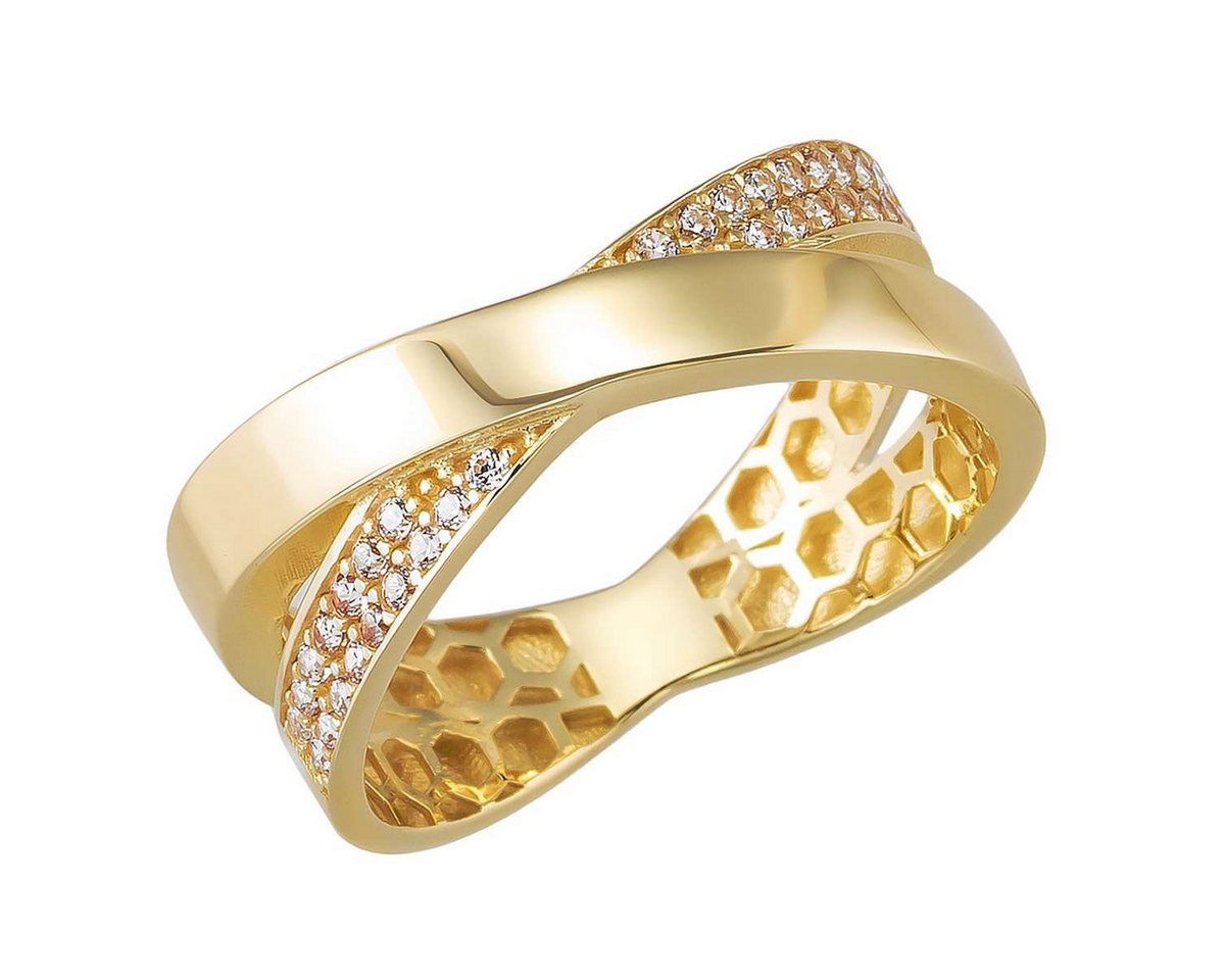 trendor Goldring 21826, Damenring 333 Gold Bicolor Zirkonia-Ring
