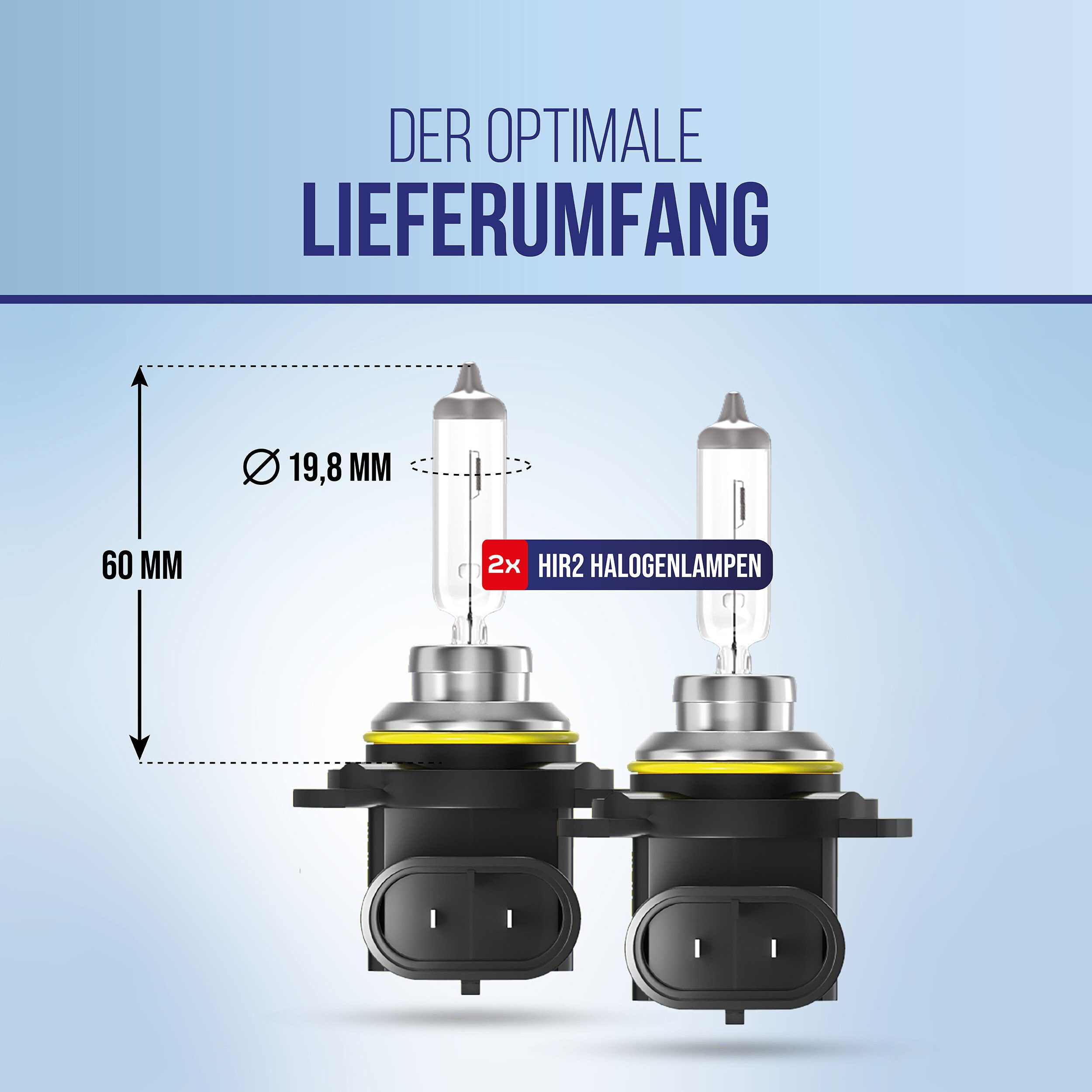alca KFZ-Ersatzleuchte 2 Stück HIR2 Halogen Lampe Auto Px22d 12V 55W Halogen +100% Helligkeit, 2 St.