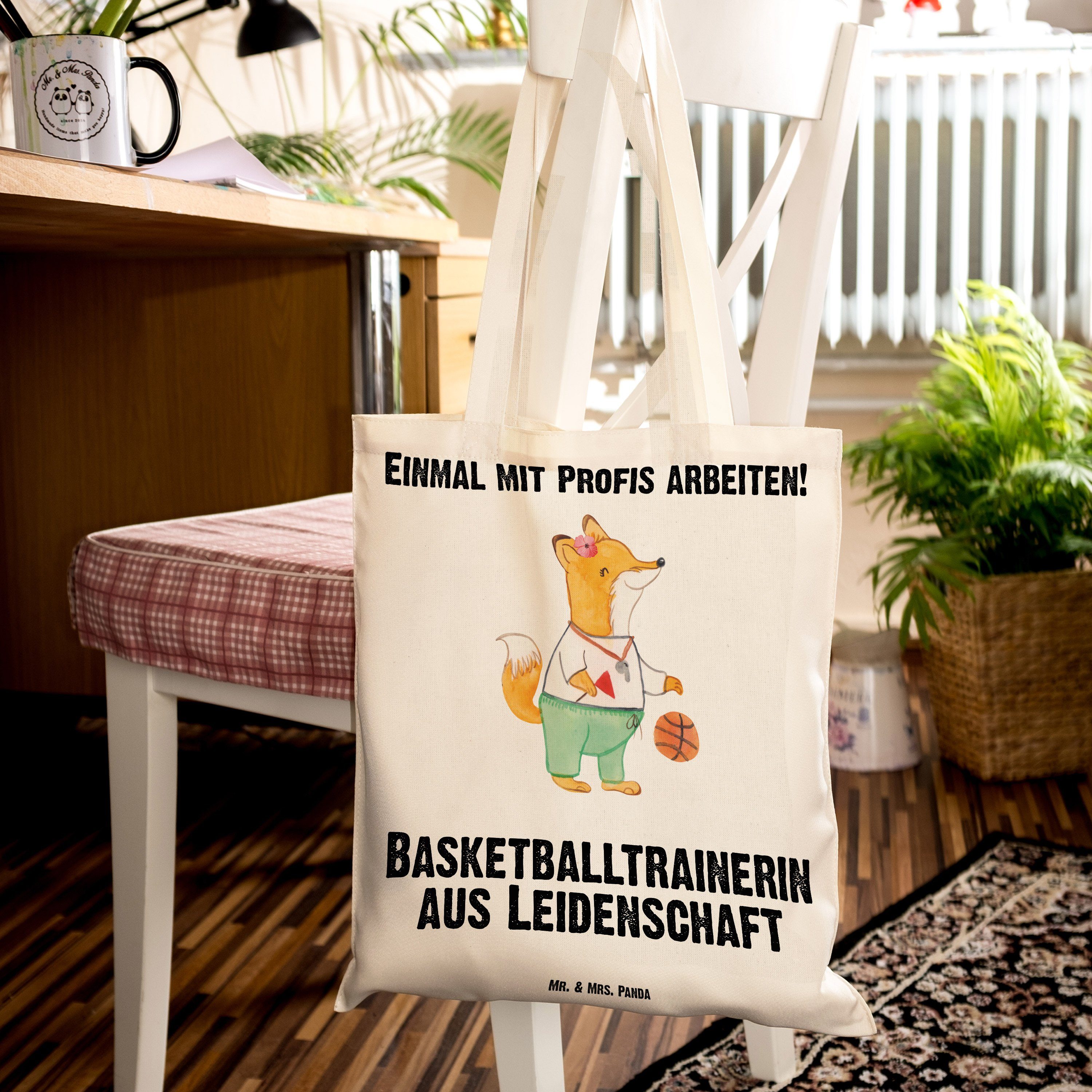 Basketballtrainerin (1-tlg) Leidenschaft & Panda Mrs. - - Sport, Geschenk, aus Mr. Tragetasche Transparent