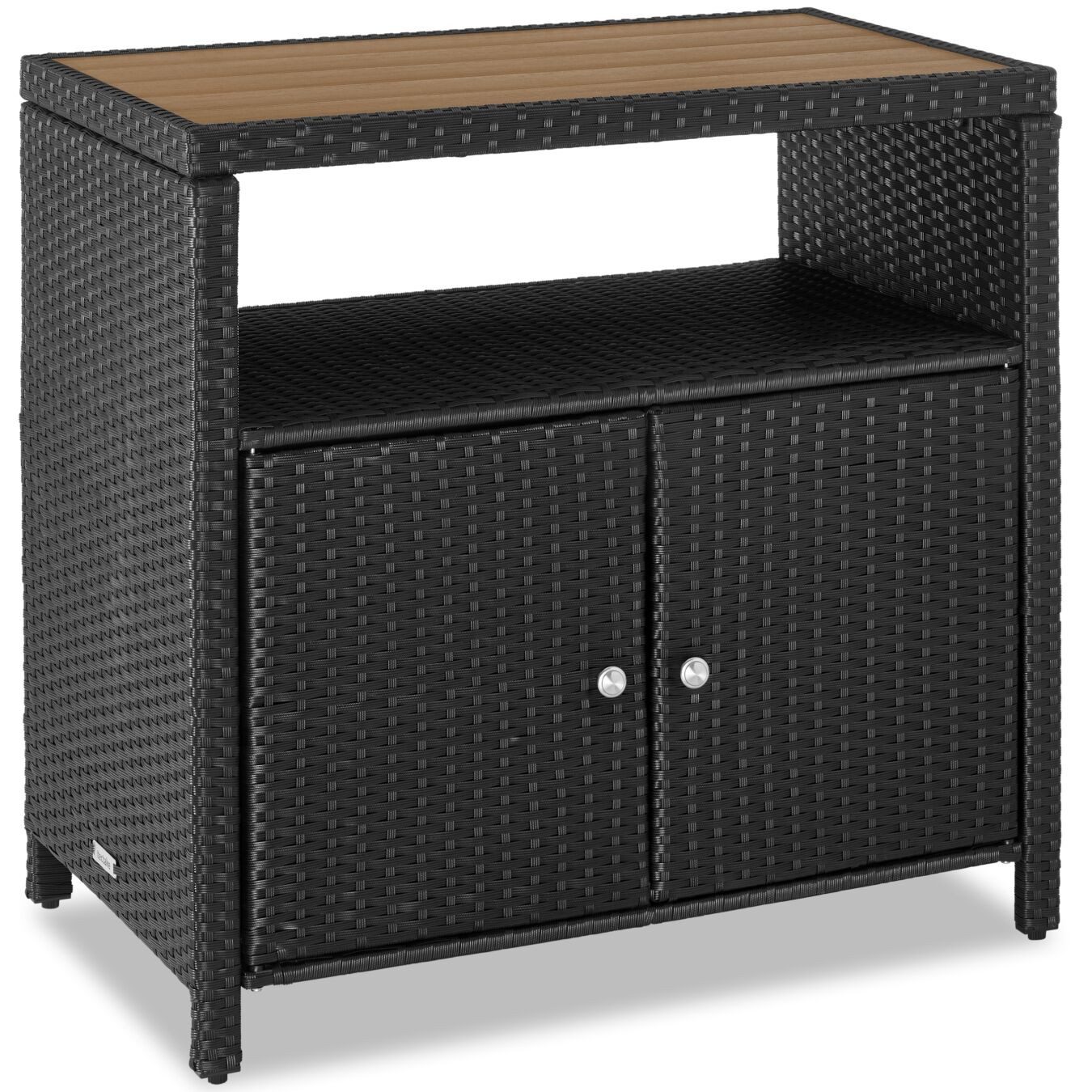 tectake Geräteschrank Rattan WPC-Schrank - wetterfeste WPC-Lamellen (GartenschrankMontagematerialMontageanleitung, 1-St., 1 St) fein geflochtenes Polyrattan