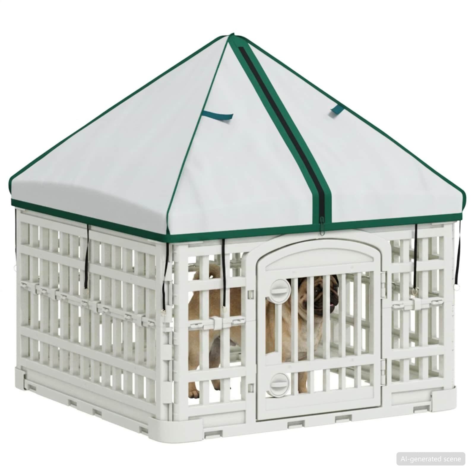 vidaXL Freigehege 4-Panel-Hundespielplatz mit Dach 60 x 60 x 82 cm Kunststoff