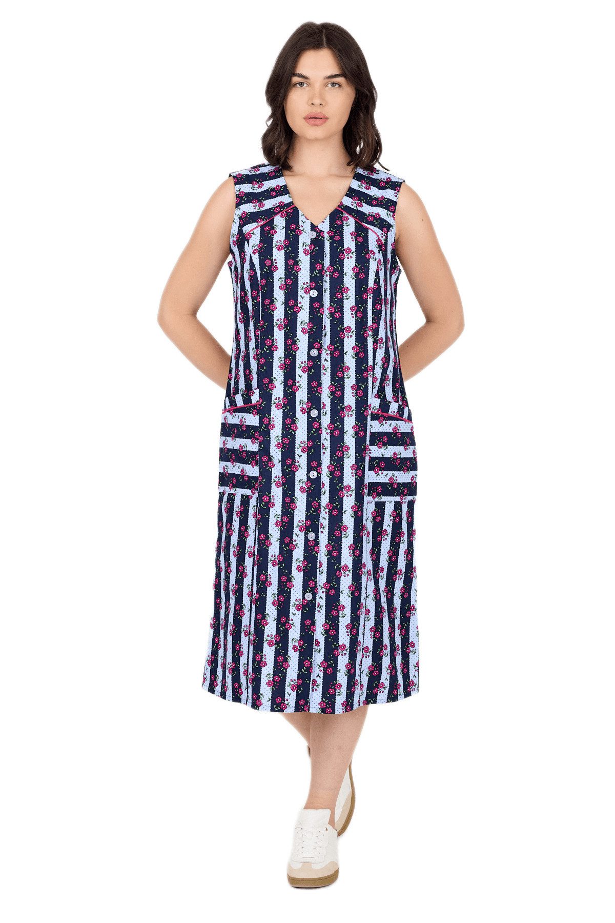 Phistan Tunikakleid Kittel mit Knöpfen – Blumenmuster günstig online kaufen