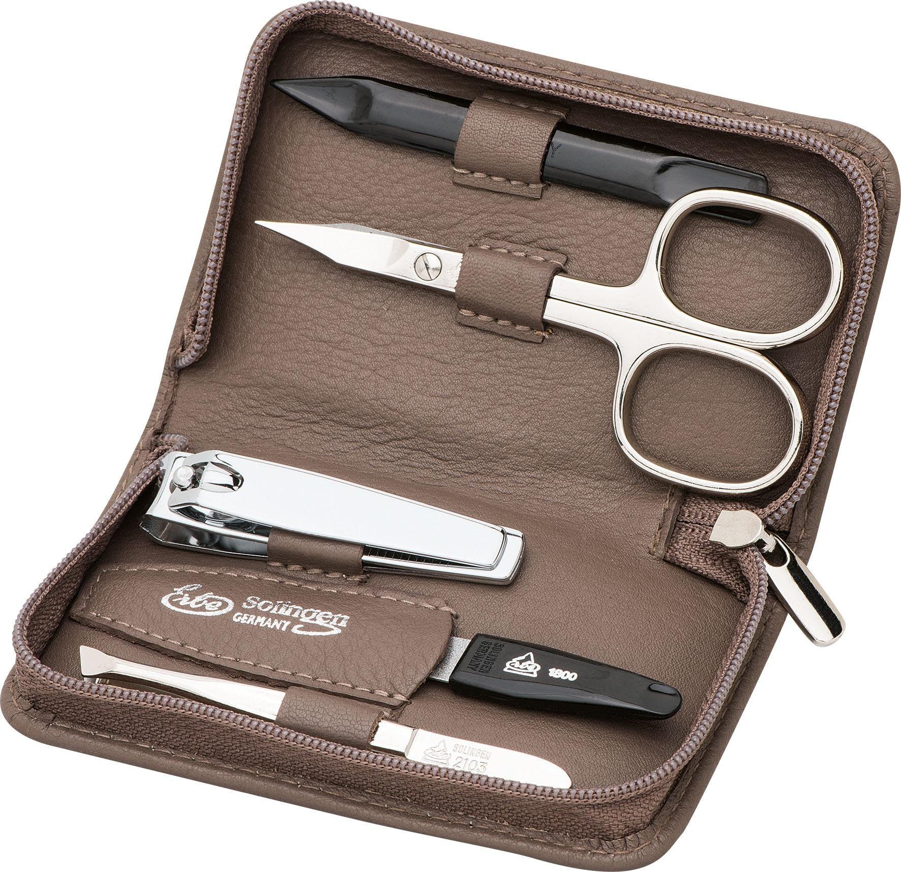 ERBE Maniküre-Etui Siena, 5 tlg., Lederetui mit Zippverschluss günstig online kaufen