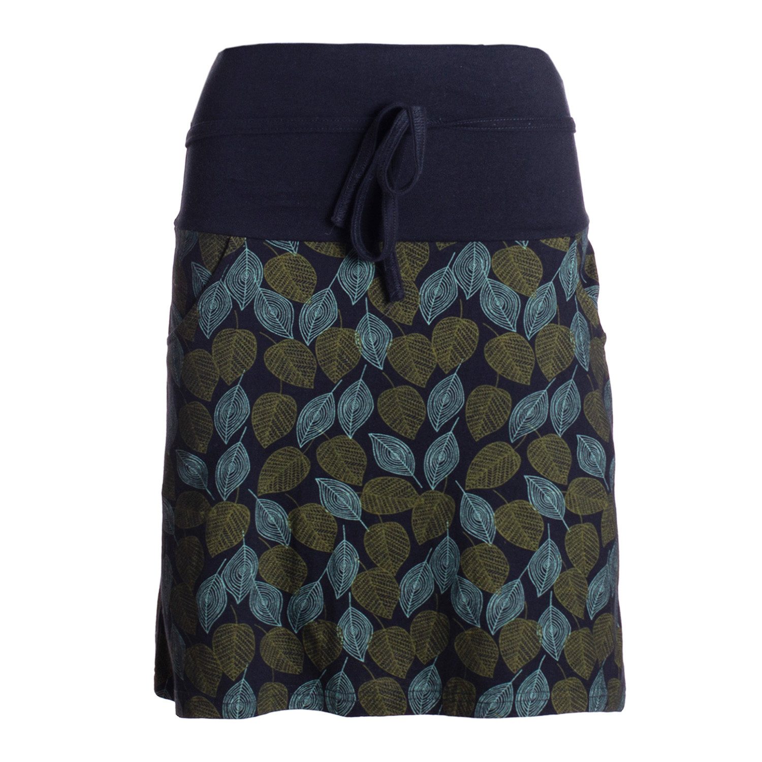 Vishes Jerseyrock knielang Baumwolle Blumen-Muster breiter Bund mit Kordel- günstig online kaufen