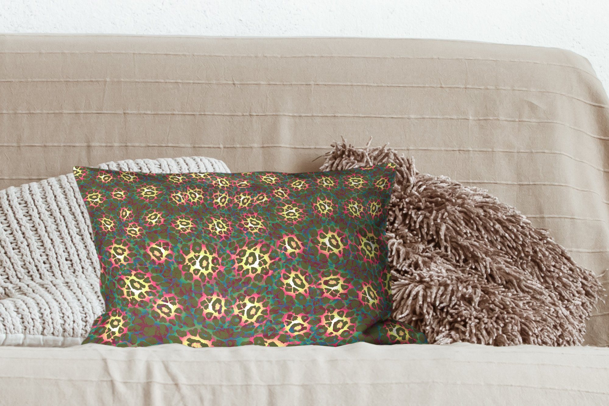 MuchoWow Dekokissen - Design, Dekokissen Dekoration, mit Wohzimmer Leopard Bunt Schlafzimmer Füllung, - Zierkissen