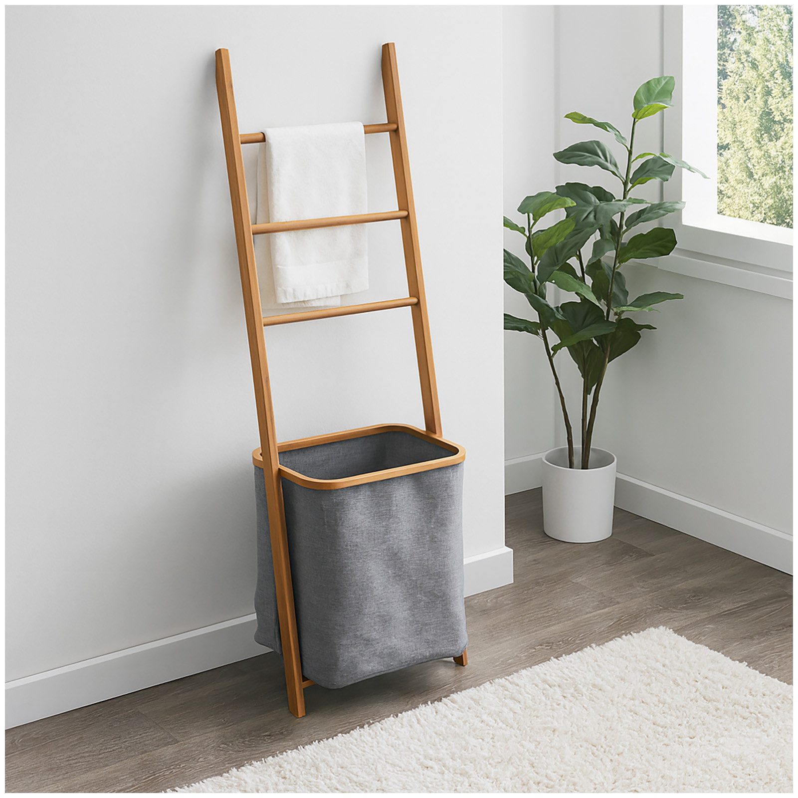 HTI-Living Handtuchhalter Wäscheleiter mit Wäschesack, Handtuchhalter 3 Spr günstig online kaufen