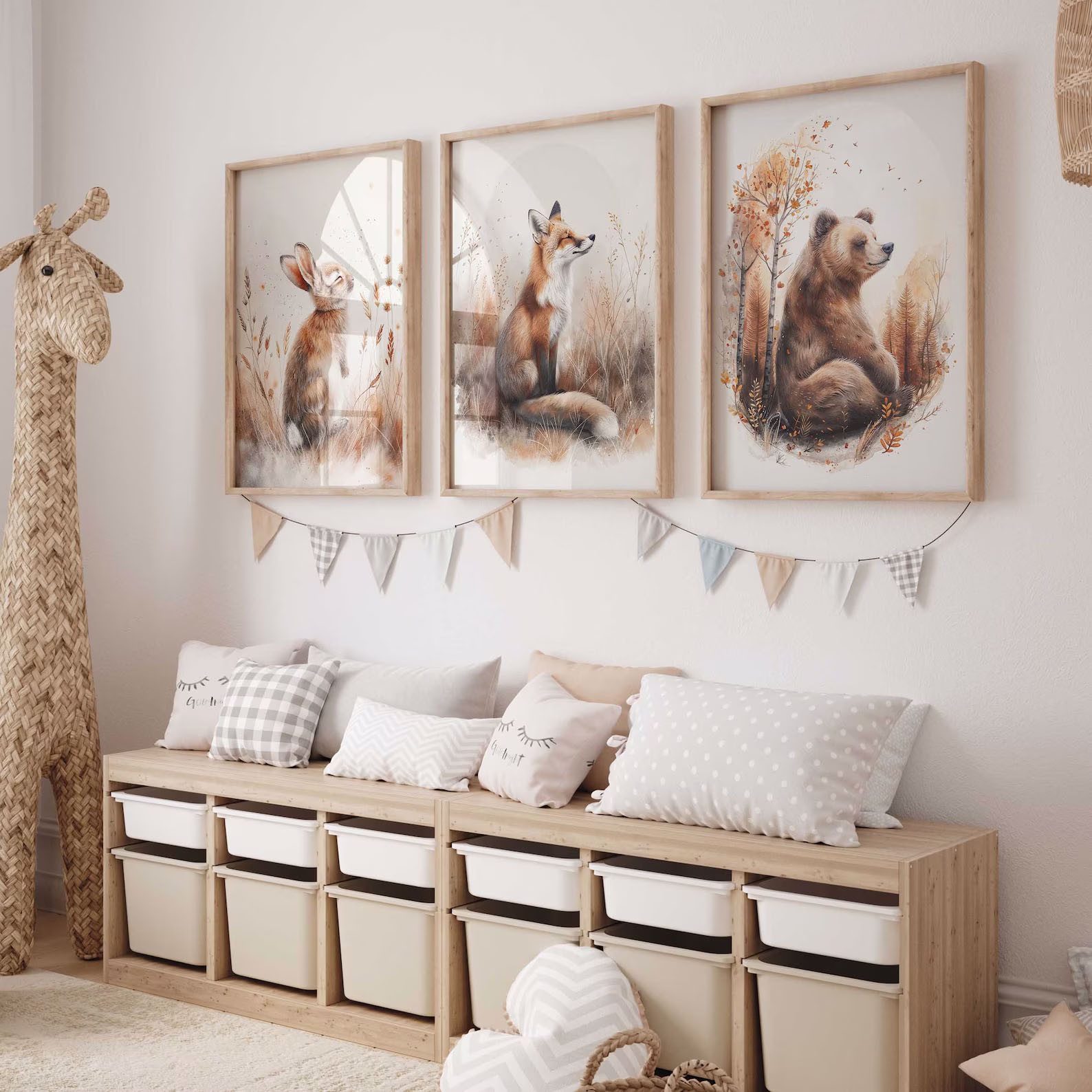 WANDKIND Poster Waldtiere Bär Fuchs Hase 3er Set P821, Kinder Poster – Bild 4 von 5