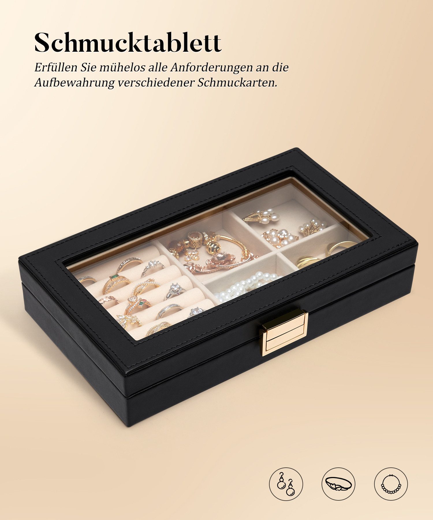 Yorbay Schmuckkasten Stapelbares Schmucktablett, mit Glasdeckel, günstig online kaufen
