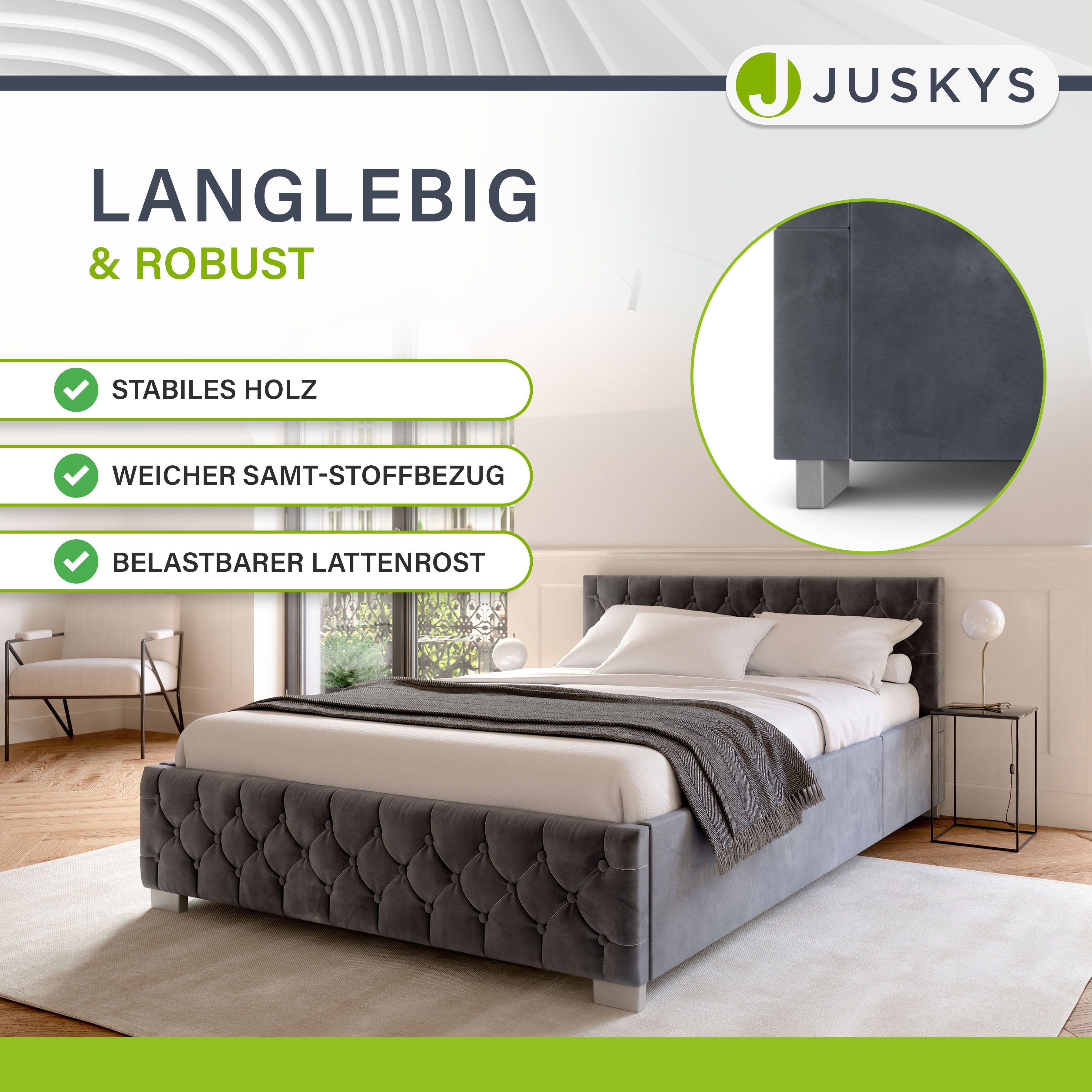 Juskys Polsterbett Nizza, Stauraum, LED Licht, günstig online kaufen