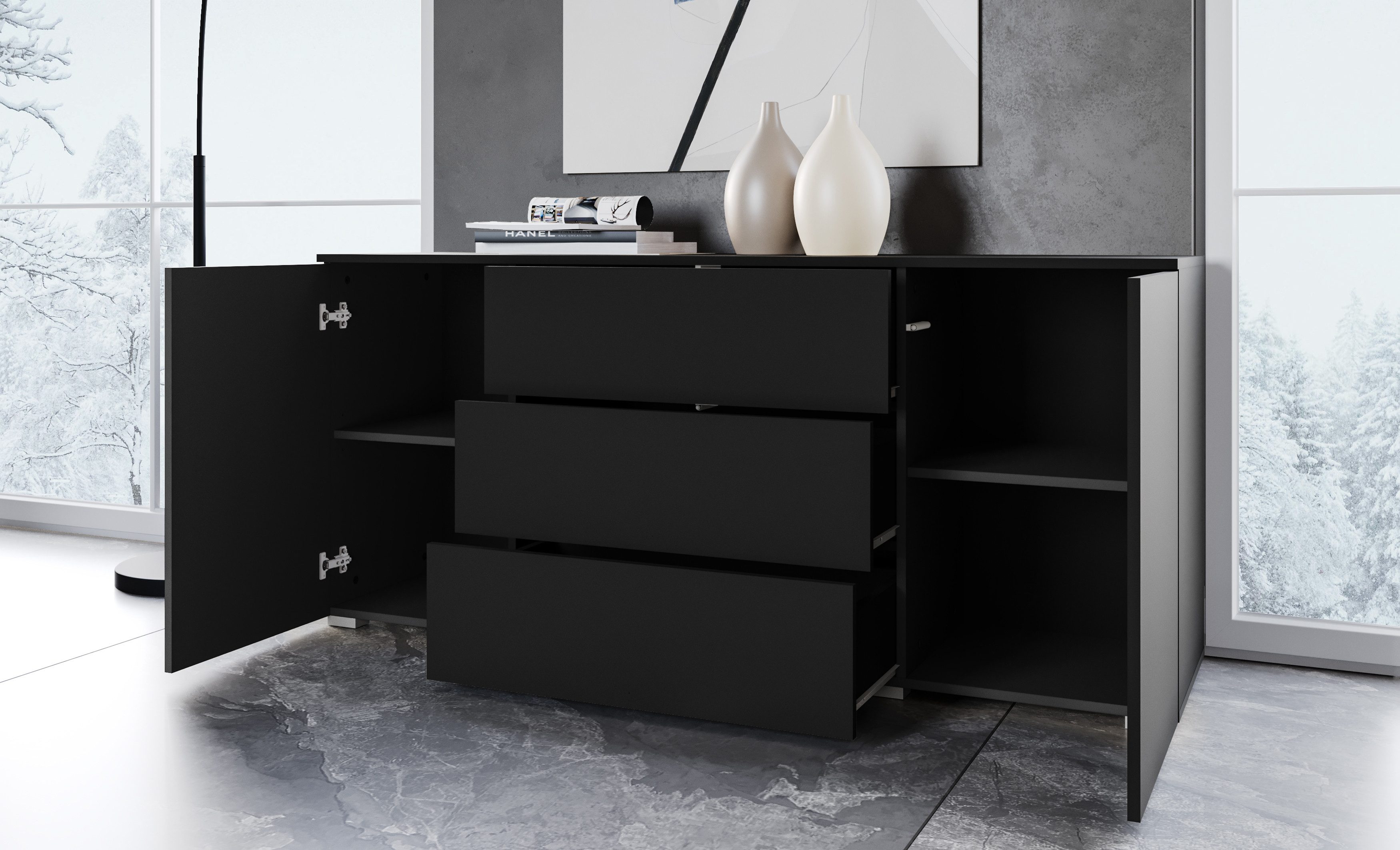 INOSIGN Sideboard PARIS (1 St), Moderne 150cm breite grifflose Kommode, vie günstig online kaufen