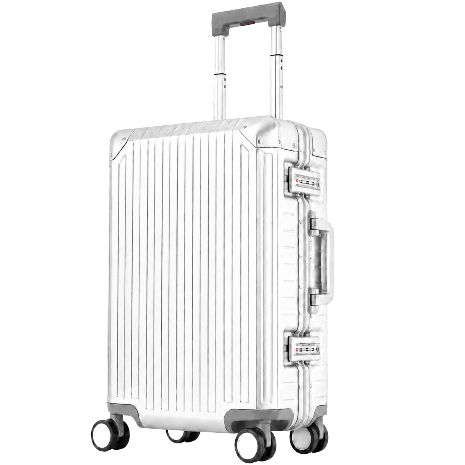 Travelhouse Handgepäckkoffer 100% Aluminium Serie TOKYO verschieden Farben, 4 Rollen, mit stabilem Aluminium-Gehäuse und verstärkten Ecken