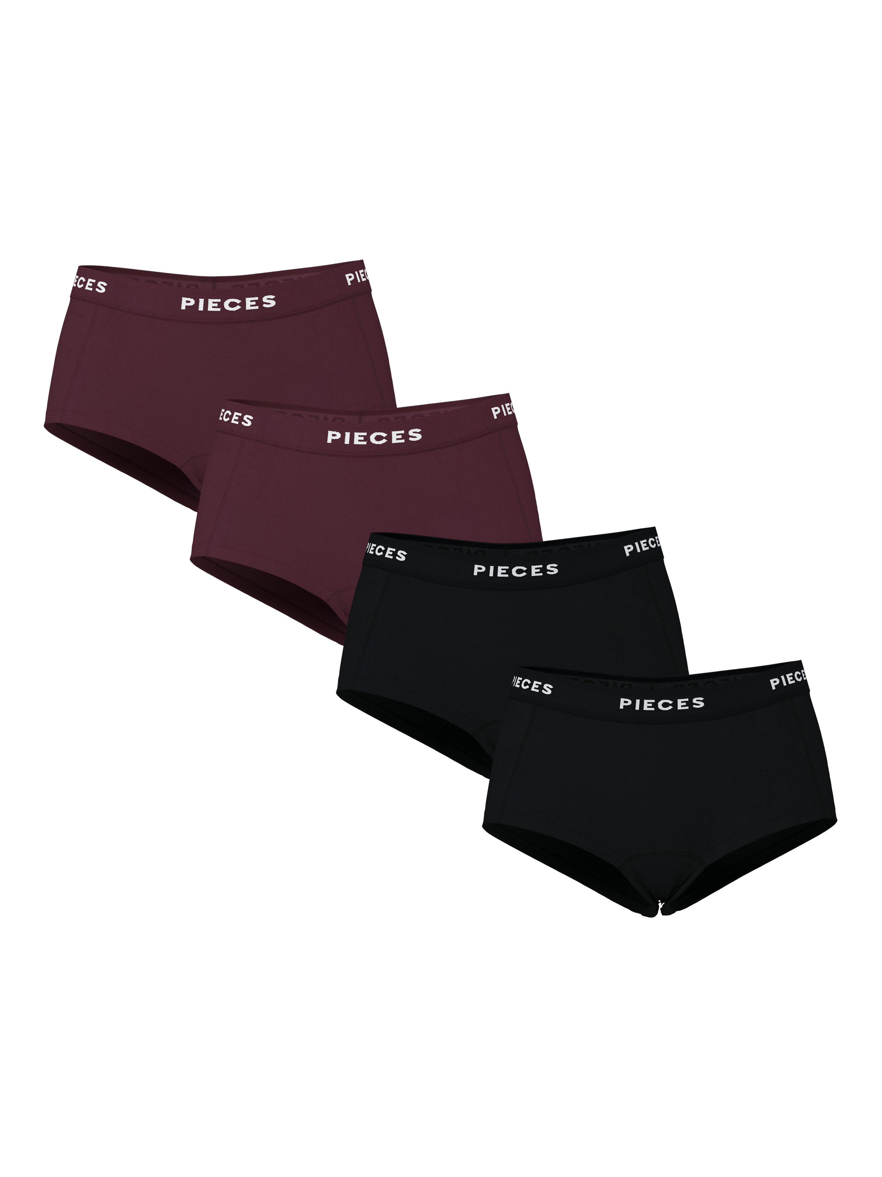 pieces Hipster PCLOGO LADY 4 PACK SOLID NOOS BC (Packung, 4-St., 4er-Pack) Baumwollmischung
